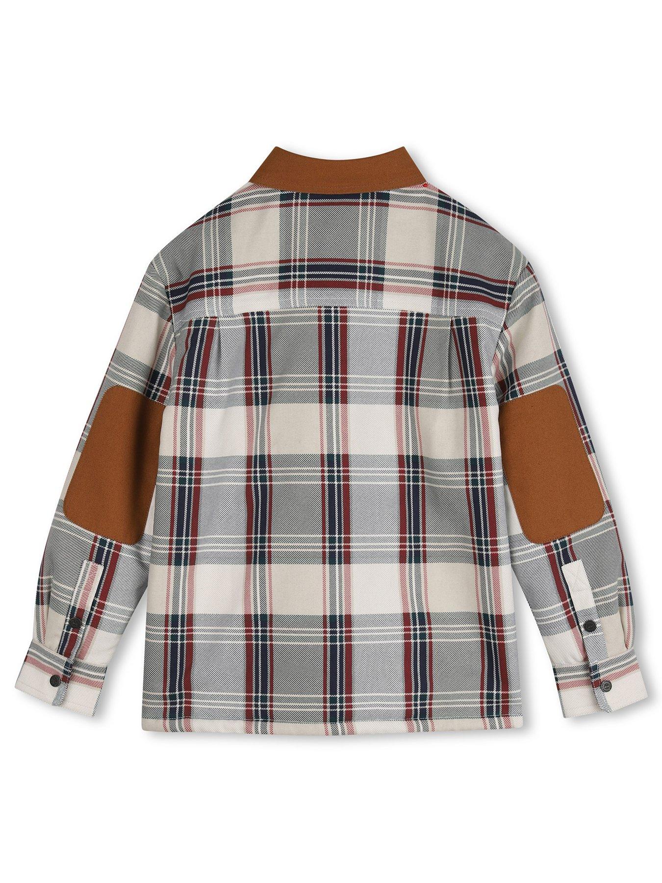 Image 2 of 3 of Timberland Boys Twill Check Overshirt - Cream