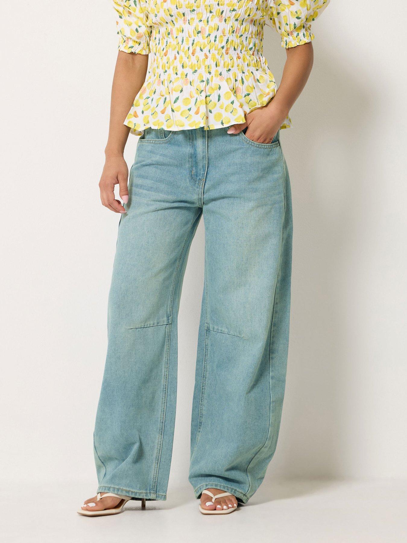 Image 1 of 4 of PixieGirl Petite Barrel Balloon Jeans - Blue