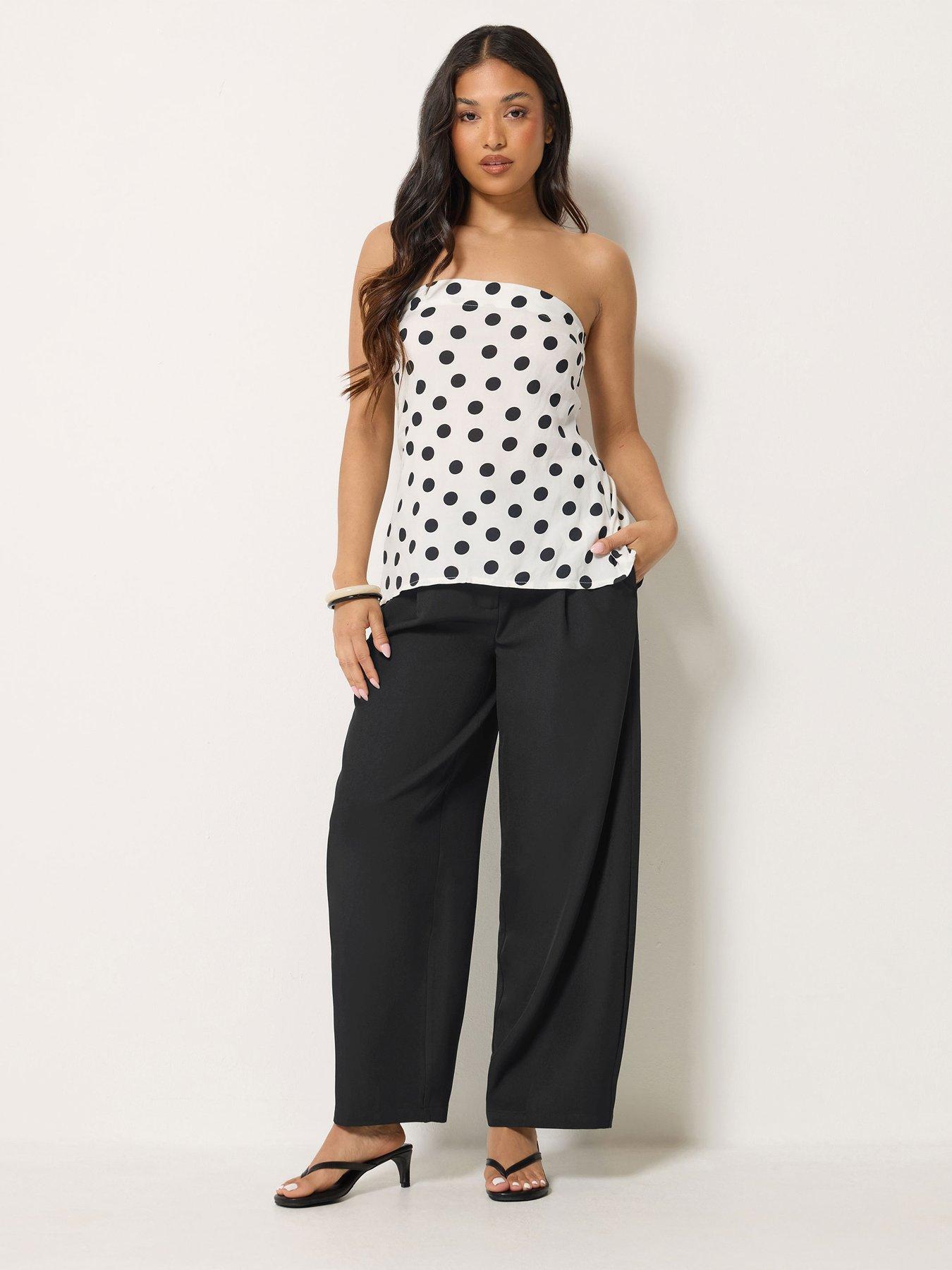 Image 1 of 4 of PixieGirl Petite Barrel Leg Trousers - Black