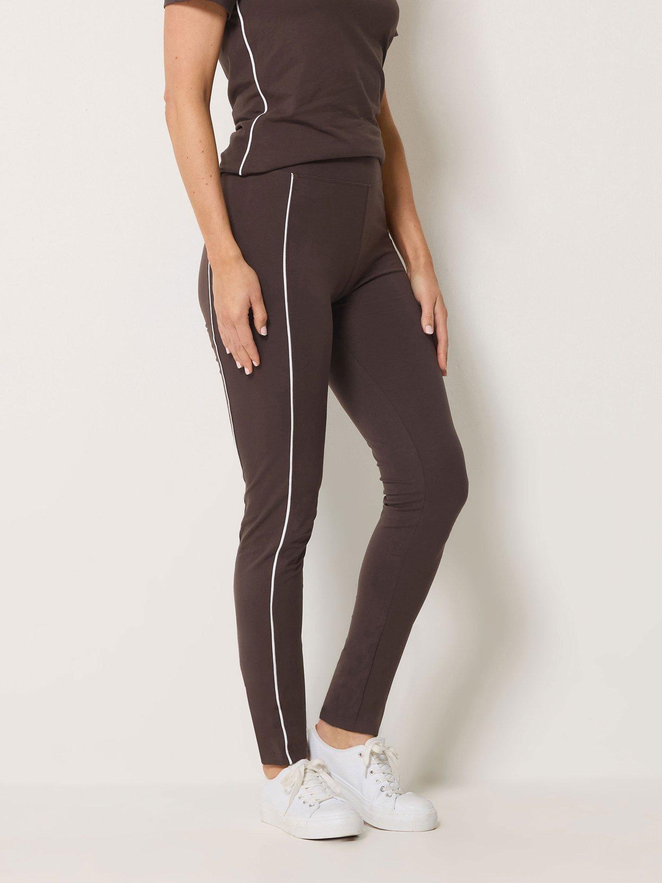 Long Tall Sally Tall Active Piped Leggings - Chocolate Brown