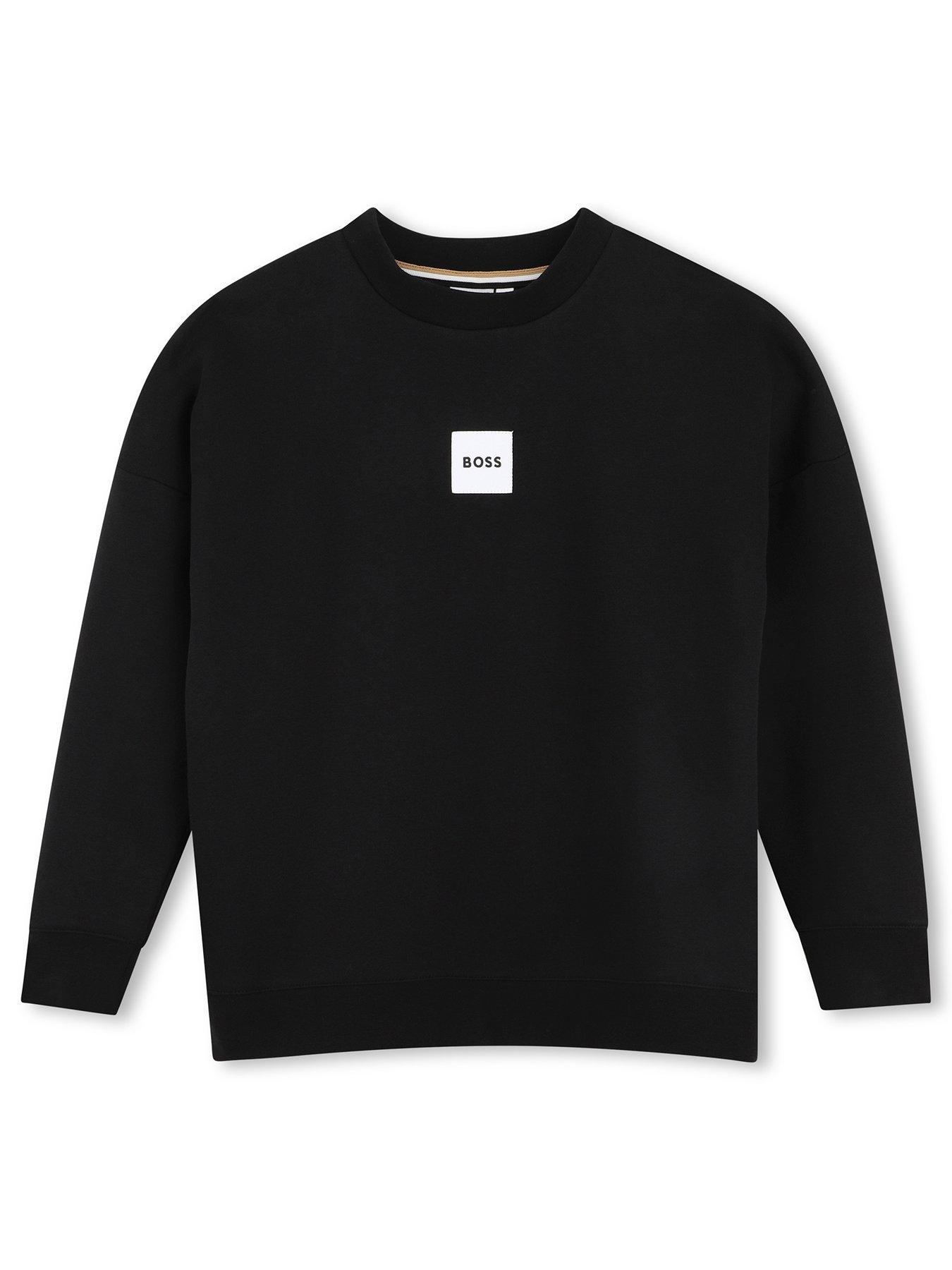 BOSS Boys Woven Label Sweatshirt - Black