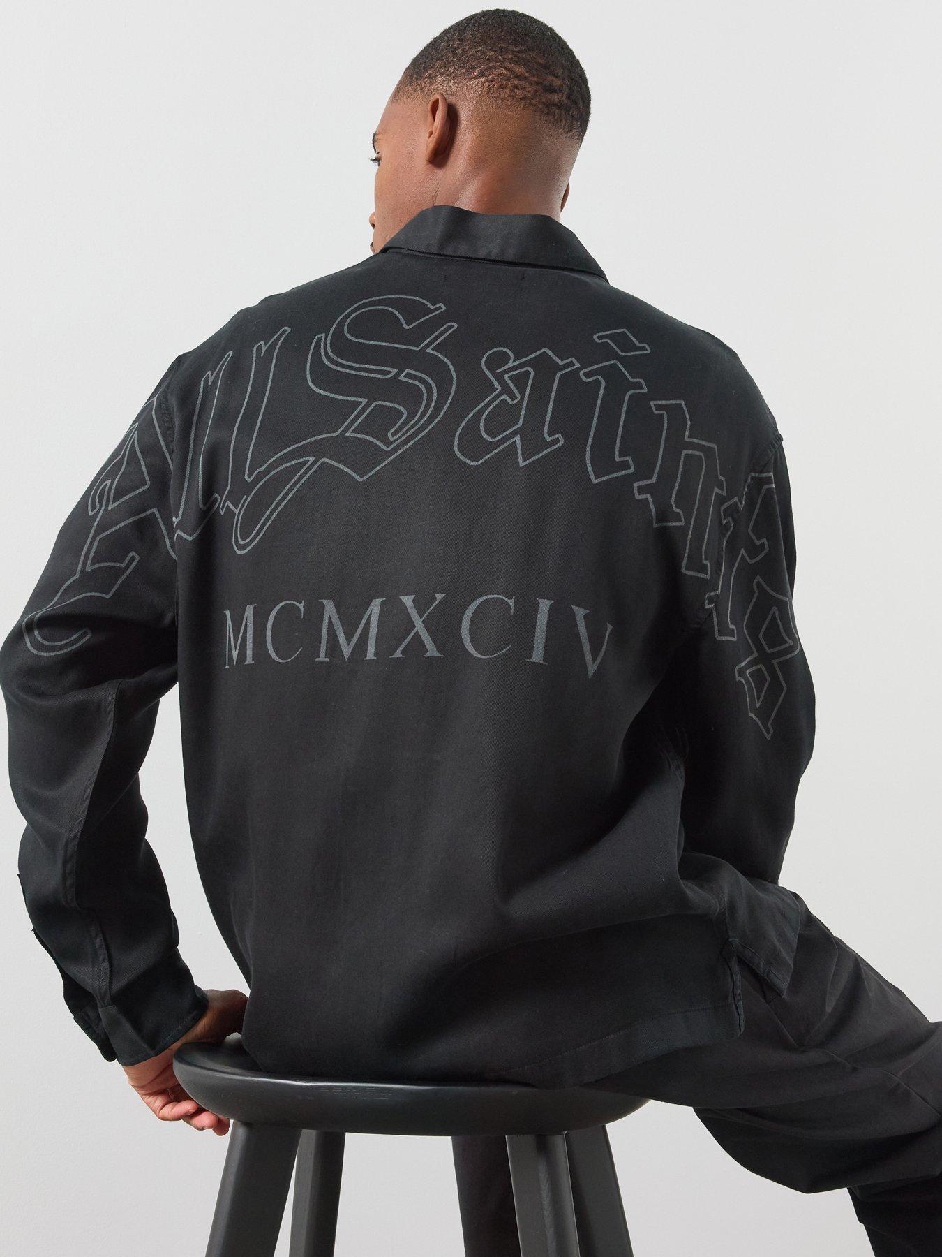 Image 1 of 6 of AllSaints Soul Long Sleeve Shirt - Black