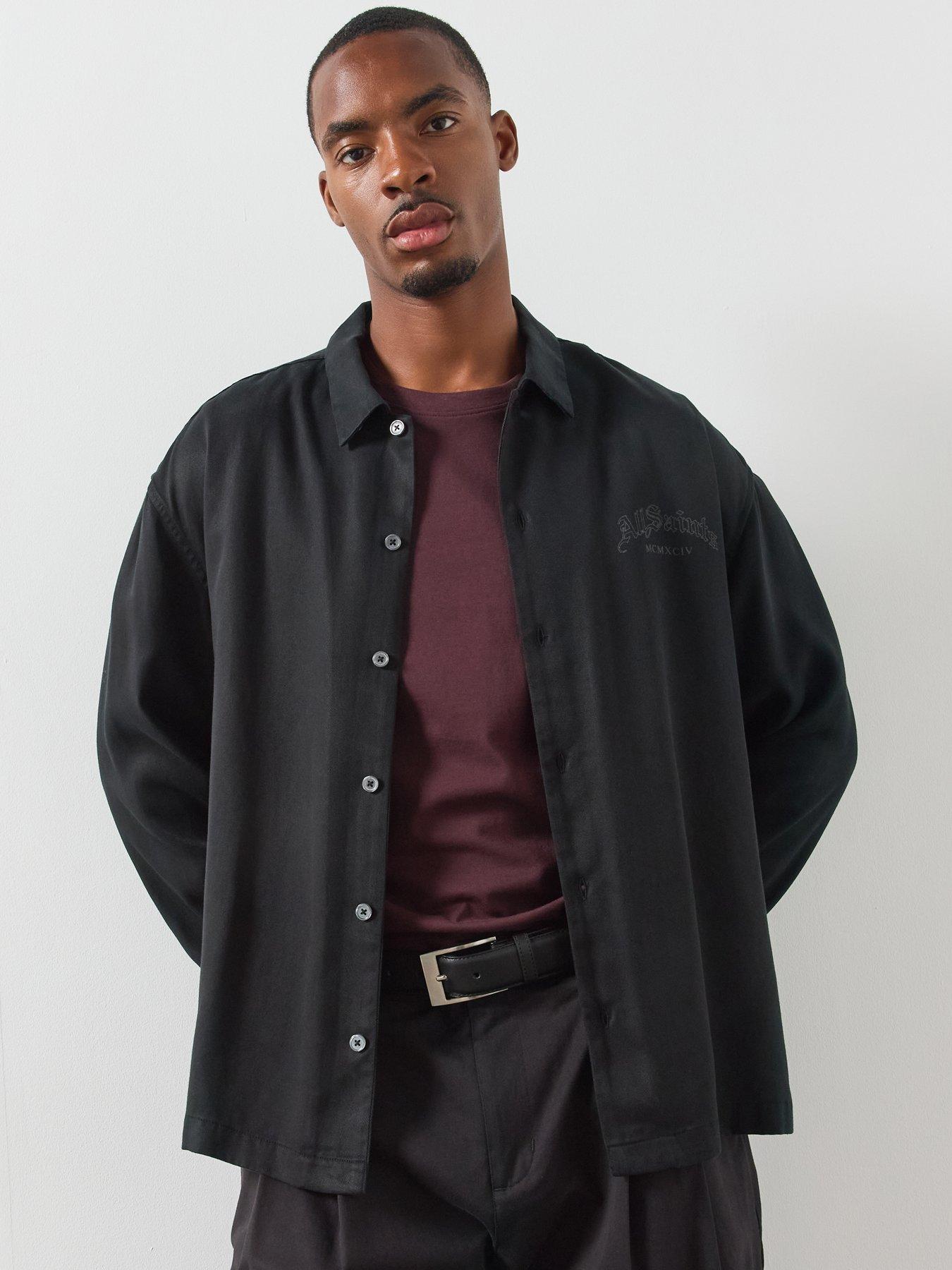 Image 2 of 6 of AllSaints Soul Long Sleeve Shirt - Black