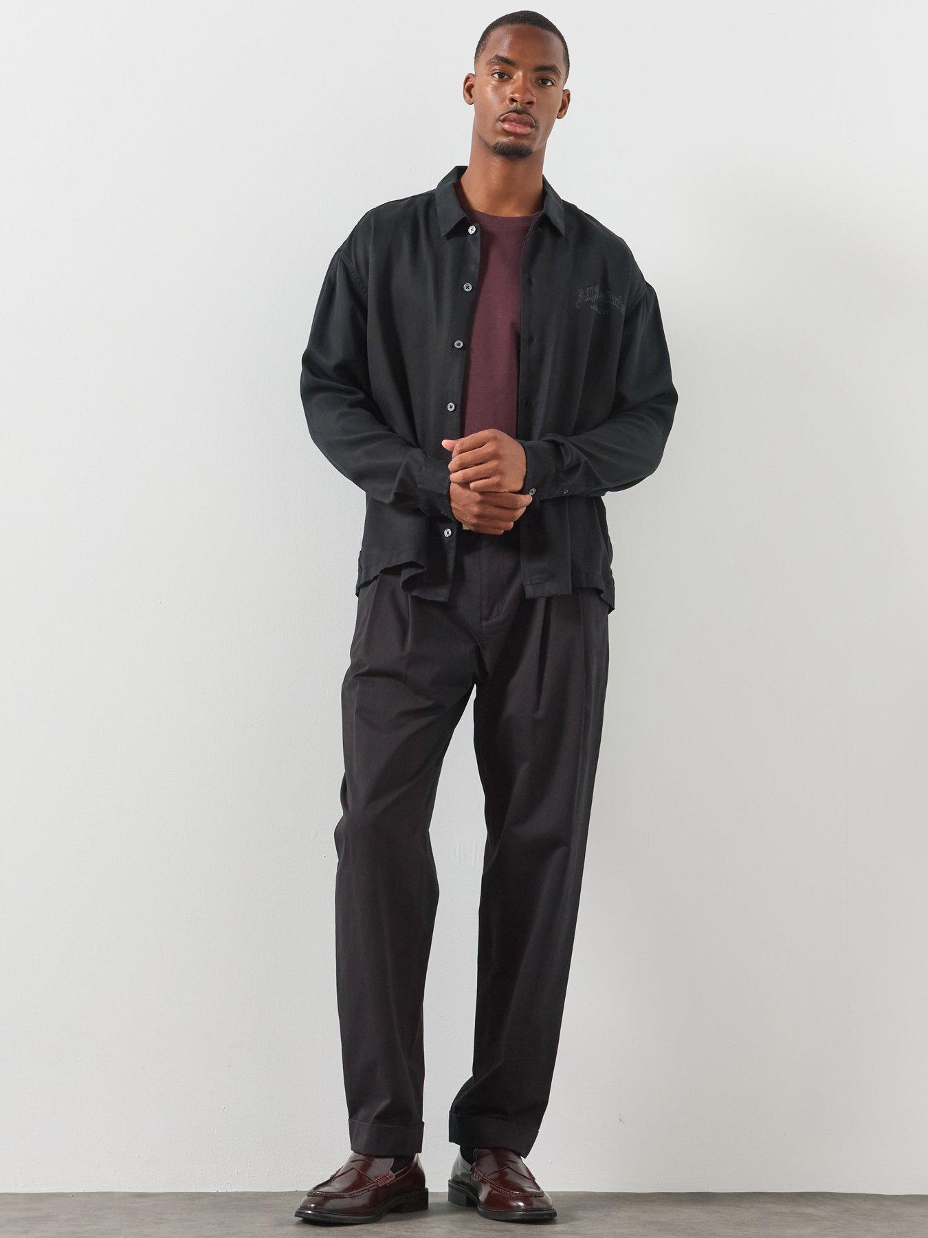 Image 3 of 6 of AllSaints Soul Long Sleeve Shirt - Black