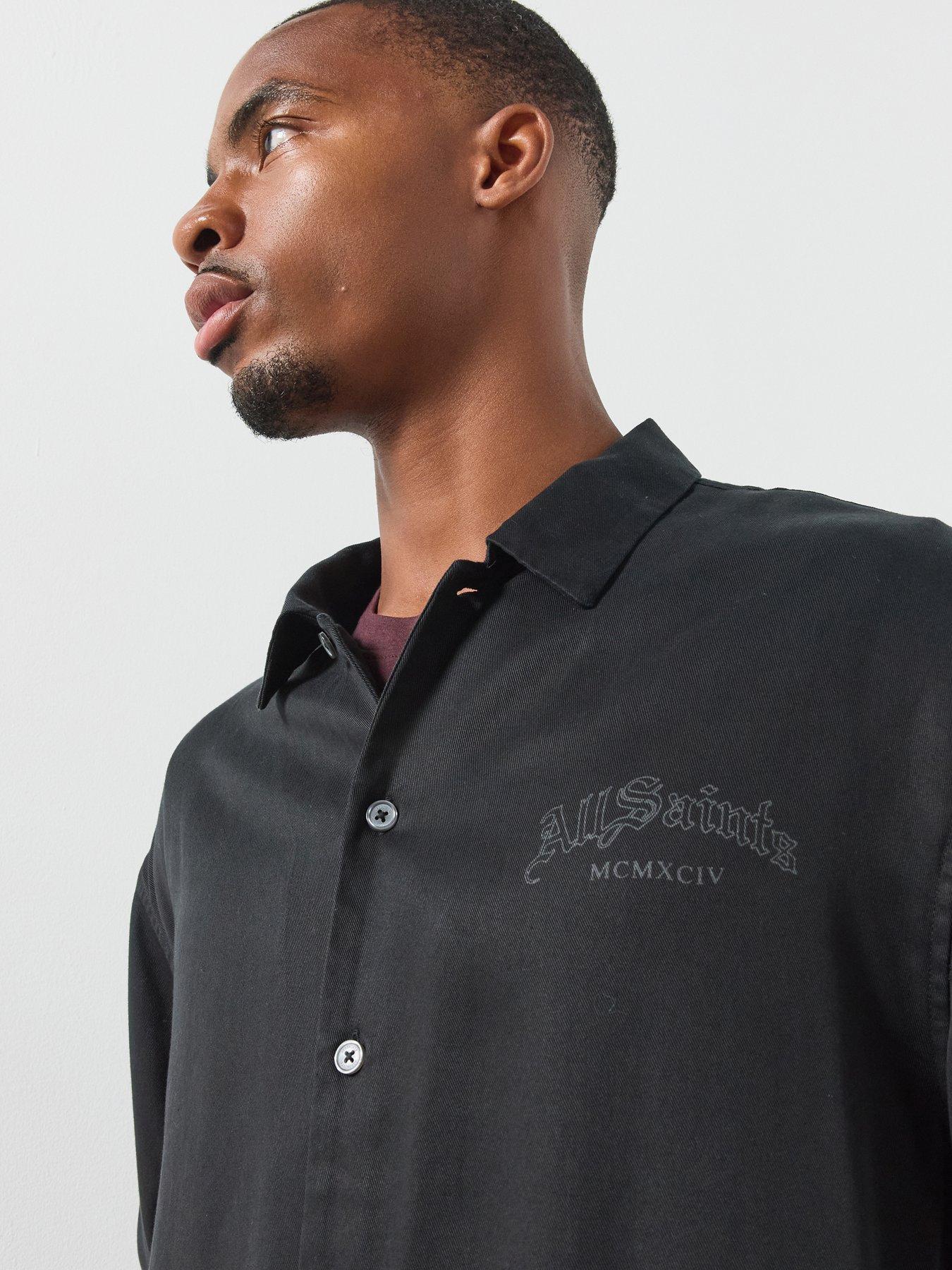 Image 4 of 6 of AllSaints Soul Long Sleeve Shirt - Black