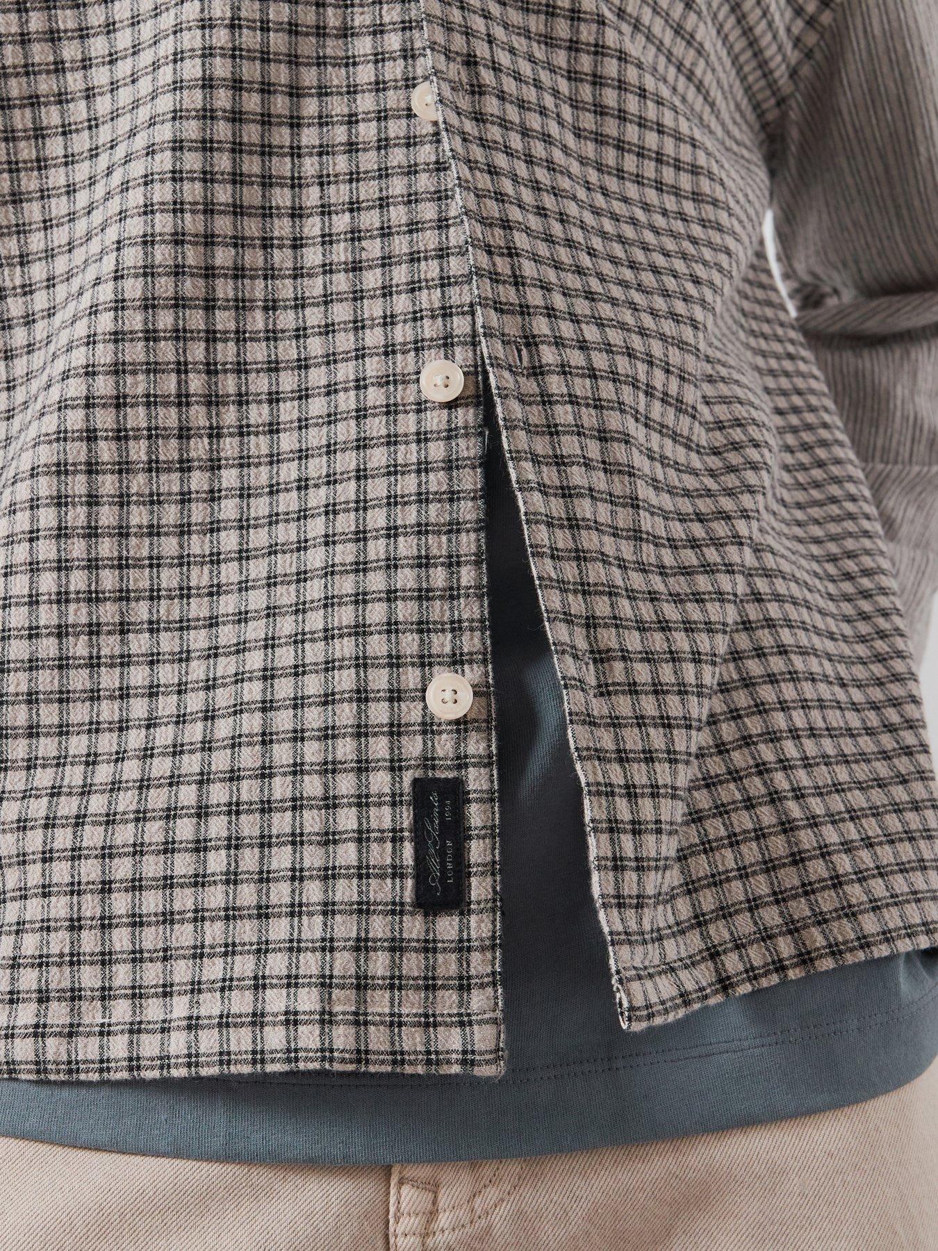 Image 4 of 6 of AllSaints Allsaints Kage Long Sleeve Shirt - Off White/black