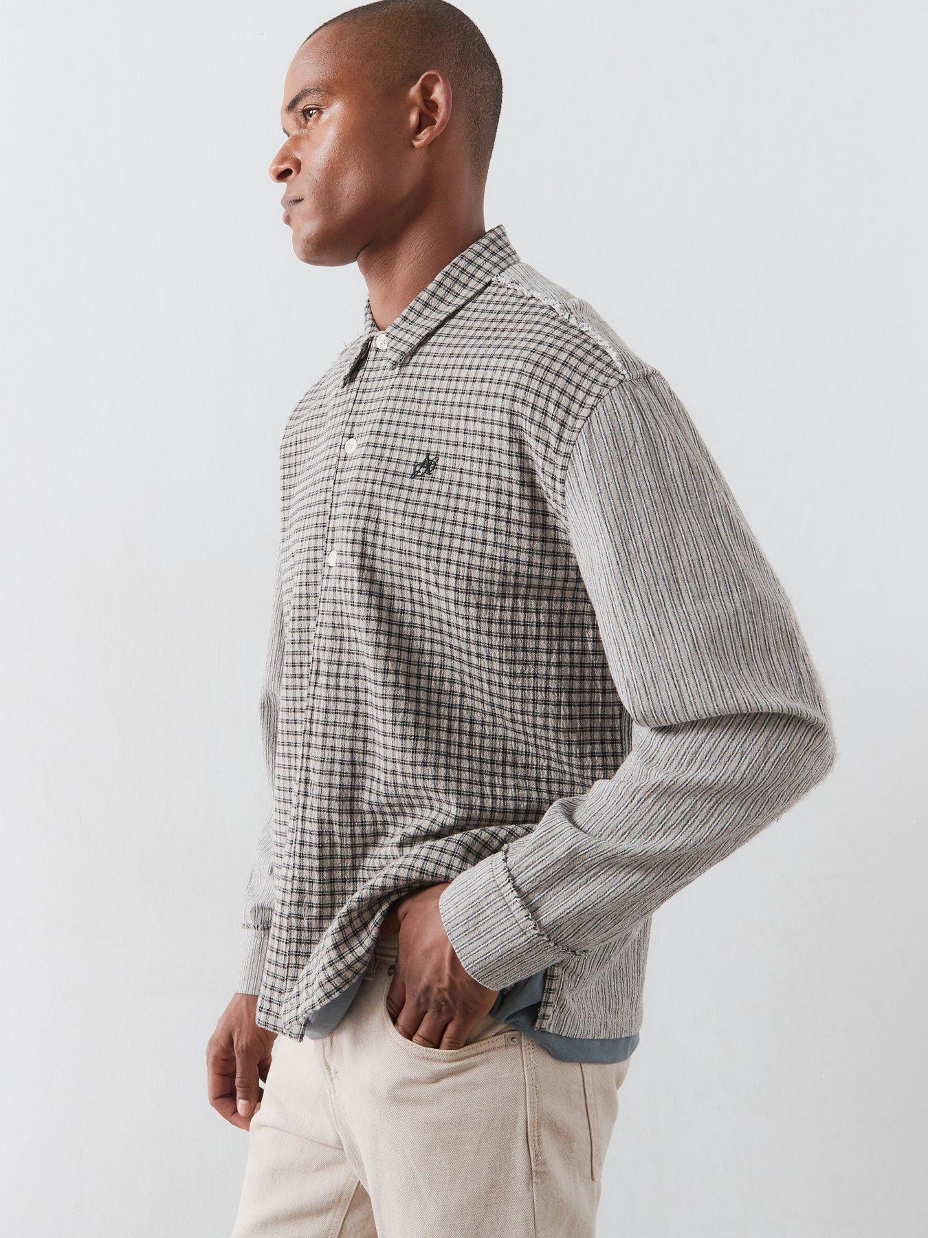 Image 5 of 6 of AllSaints Allsaints Kage Long Sleeve Shirt - Off White/black