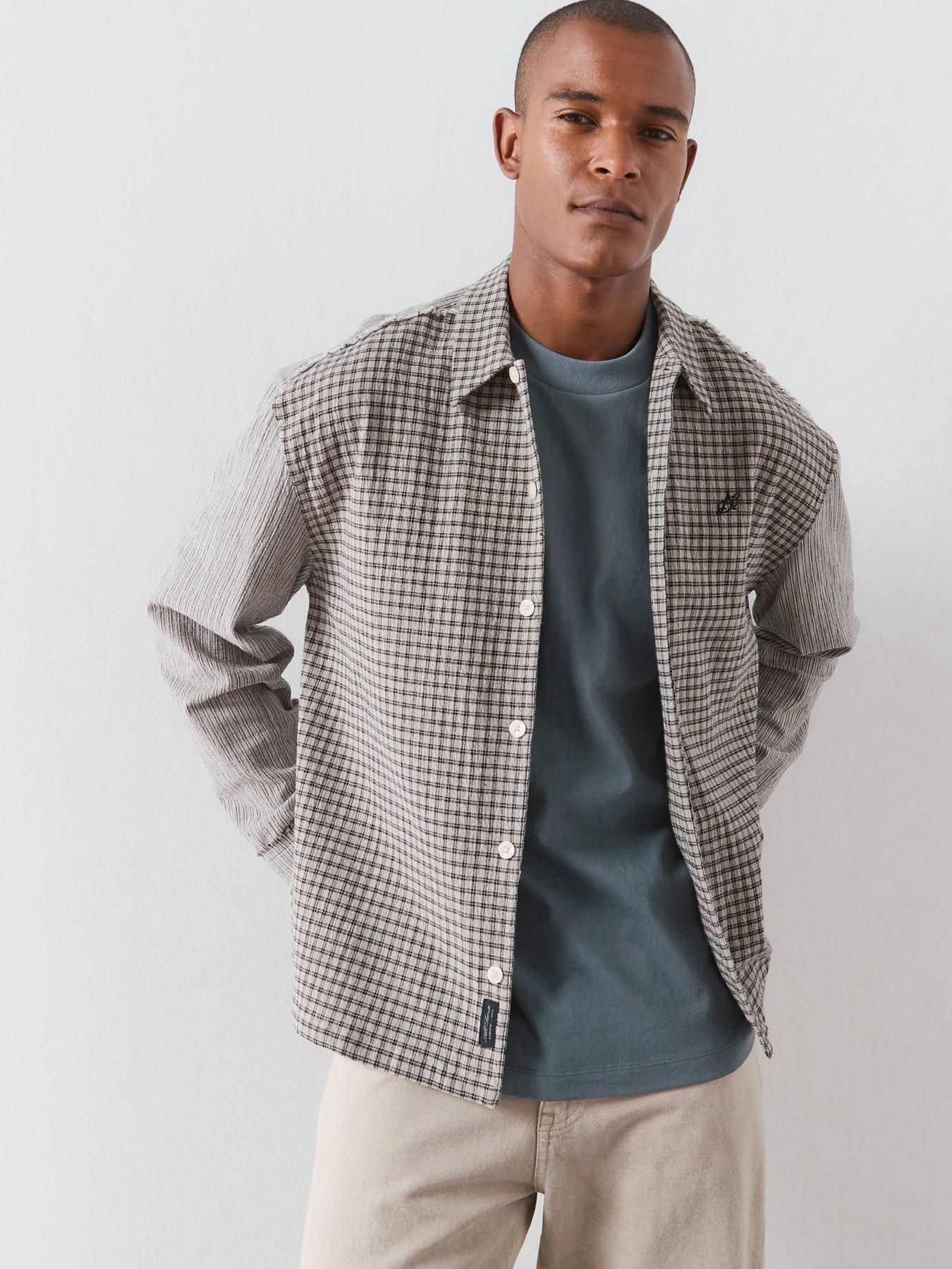 Image 6 of 6 of AllSaints Allsaints Kage Long Sleeve Shirt - Off White/black