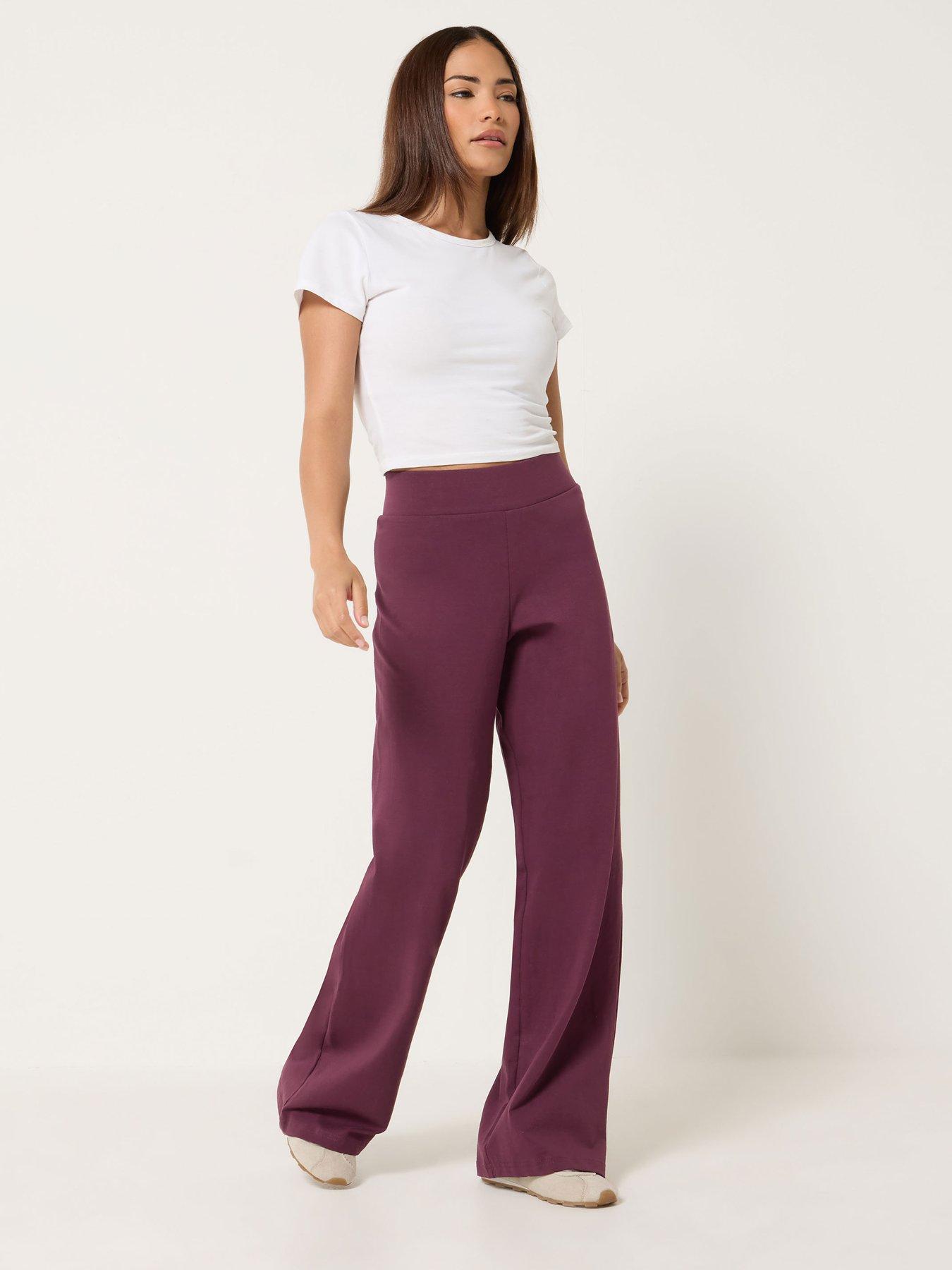 Image 3 of 4 of PixieGirl Petite Wide Leg Elasticated Trousers - Red