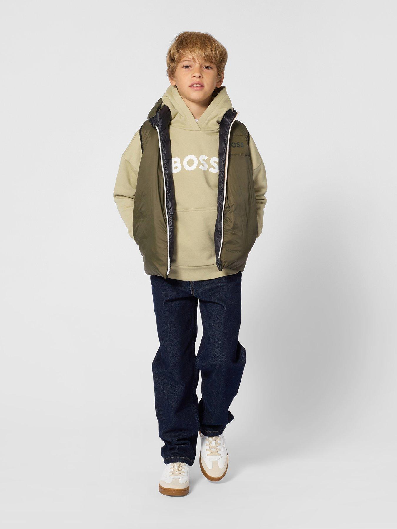 BOSS Boys Reversible Hooded Gilet - Khaki