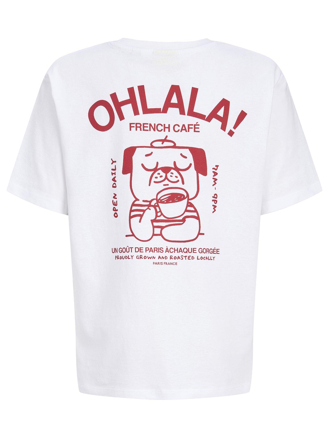 Image 3 of 6 of JJXX Girl Girls Millow Ohlala Back Print Tshirt - White