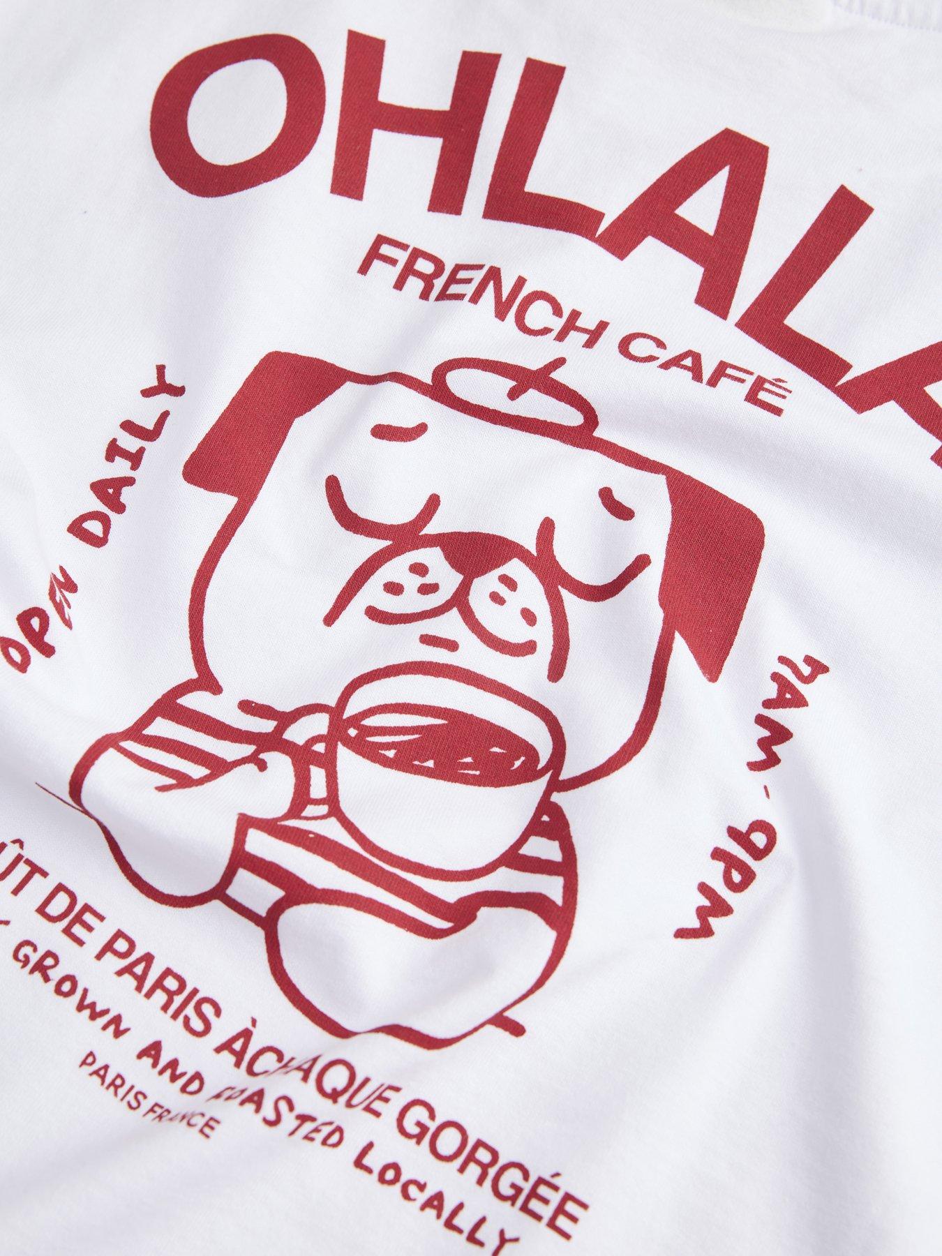 Image 4 of 6 of JJXX Girl Girls Millow Ohlala Back Print Tshirt - White