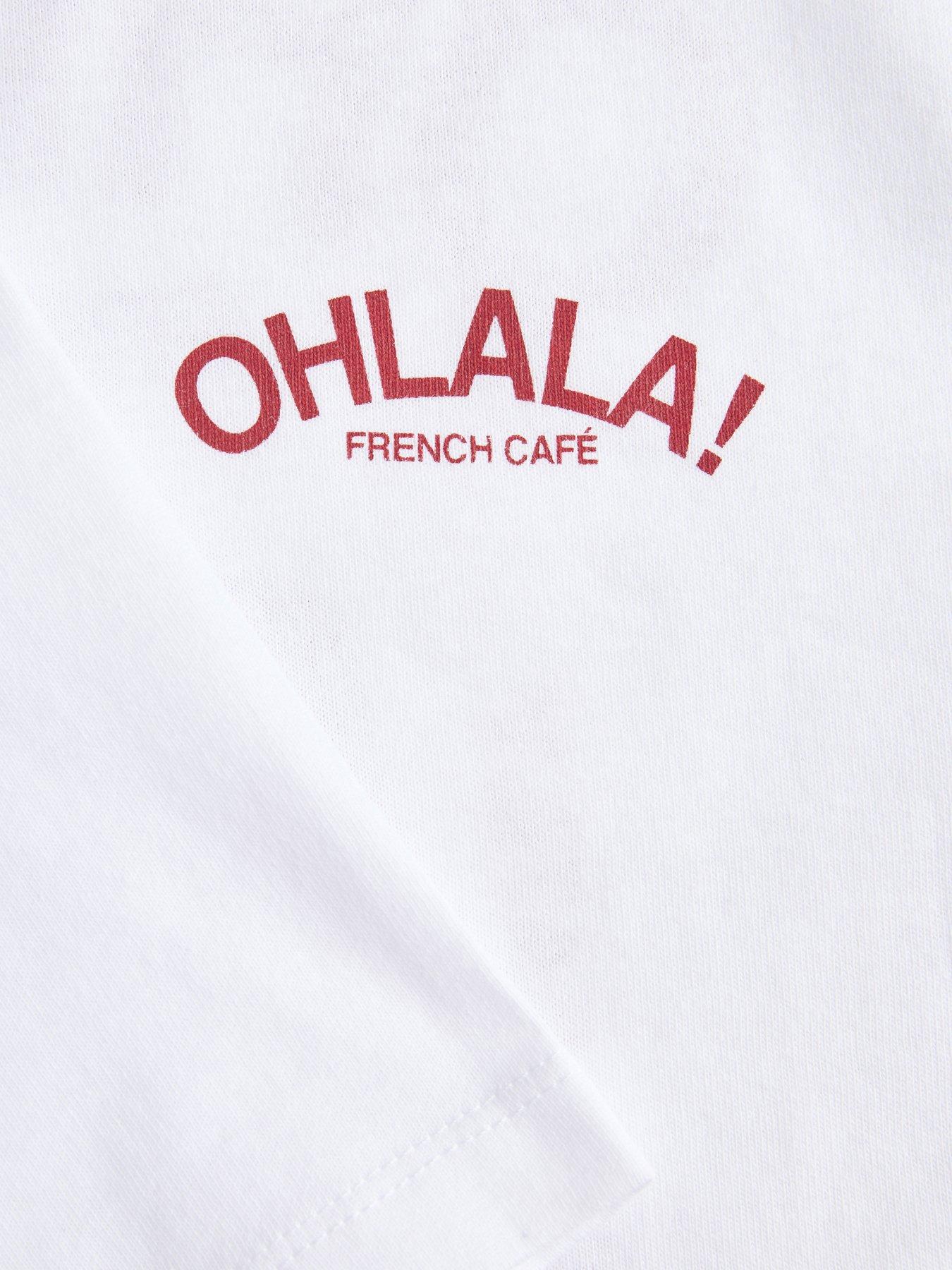 Image 5 of 6 of JJXX Girl Girls Millow Ohlala Back Print Tshirt - White