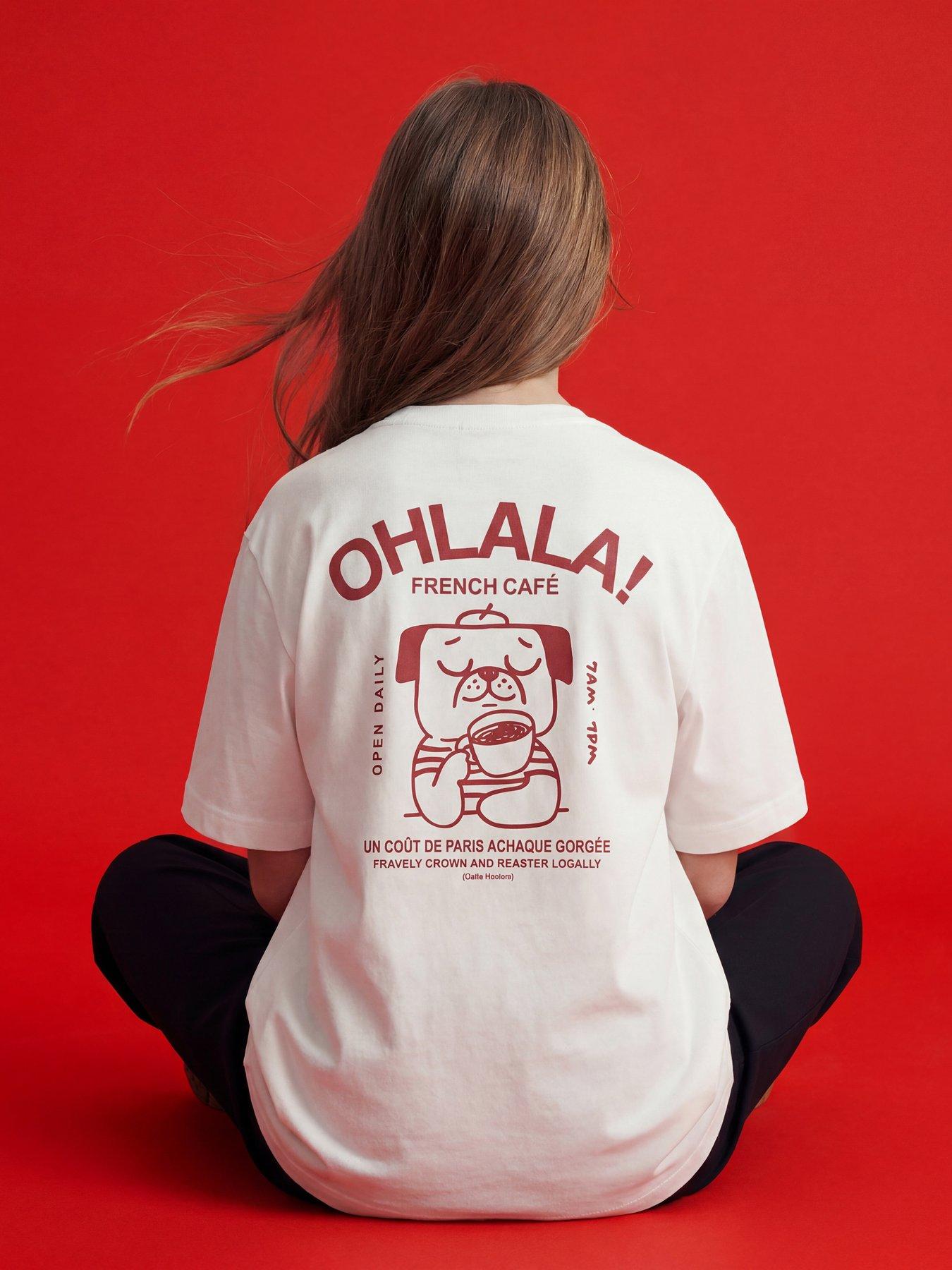 Image 6 of 6 of JJXX Girl Girls Millow Ohlala Back Print Tshirt - White