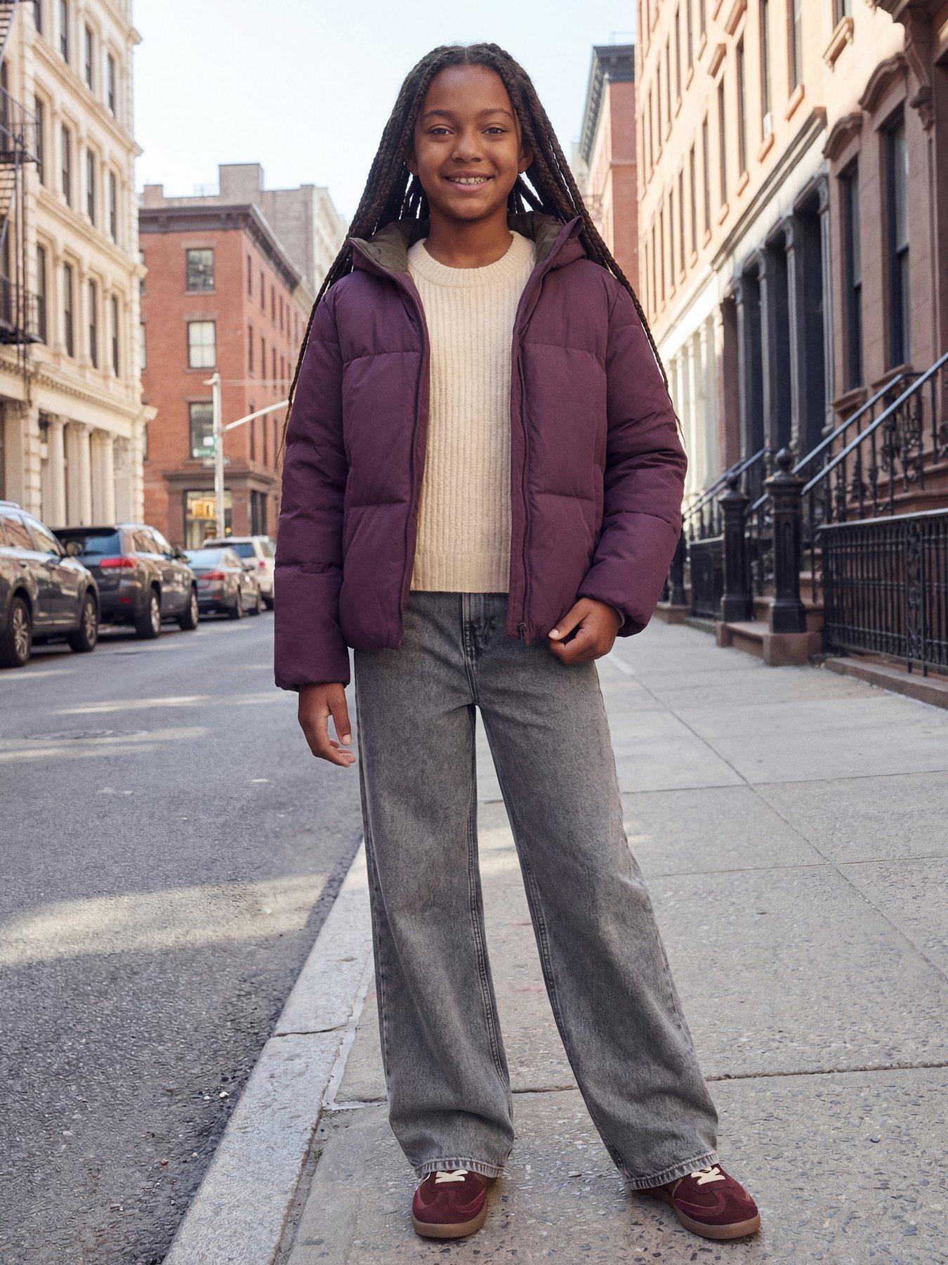 Image 1 of 5 of JJXX Girl Girls Hooded Padded Zip Through Puffer Jacket - Fudge