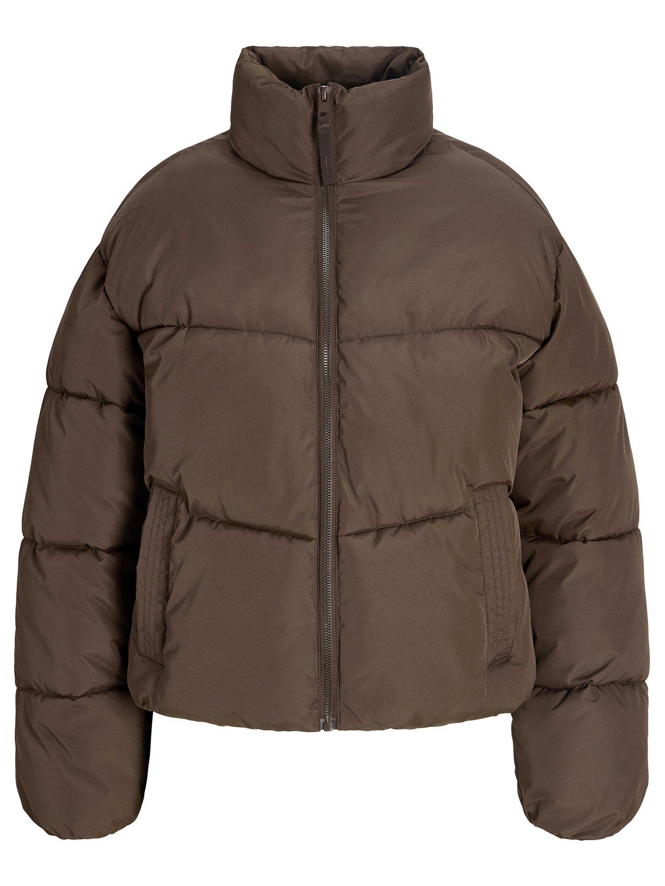 Image 2 of 7 of JJXX Girl Girls Maeve Padded High Neck Zip Jacket - Brown