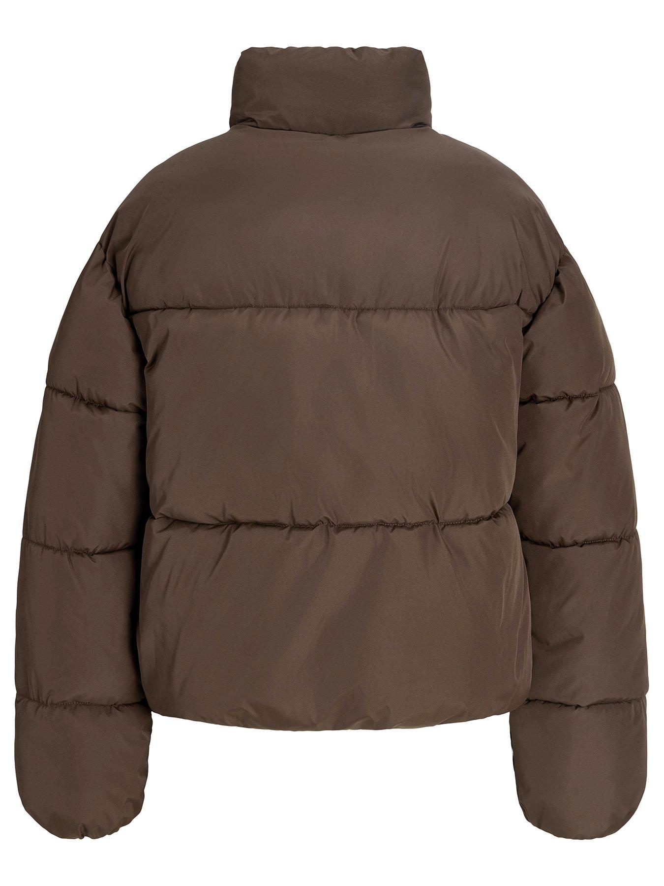 Image 3 of 7 of JJXX Girl Girls Maeve Padded High Neck Zip Jacket - Brown