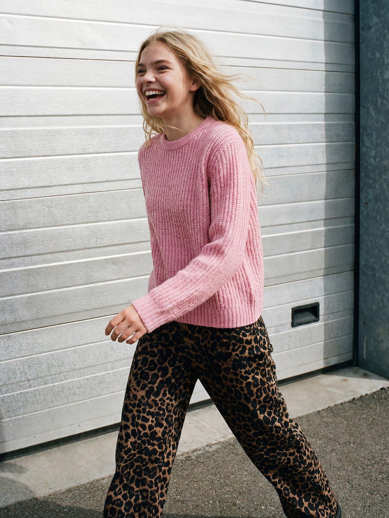 Image 1 of 7 of JJXX Girl Girls Sigga Ribbed Knit Crew Neck Jumper - Pink