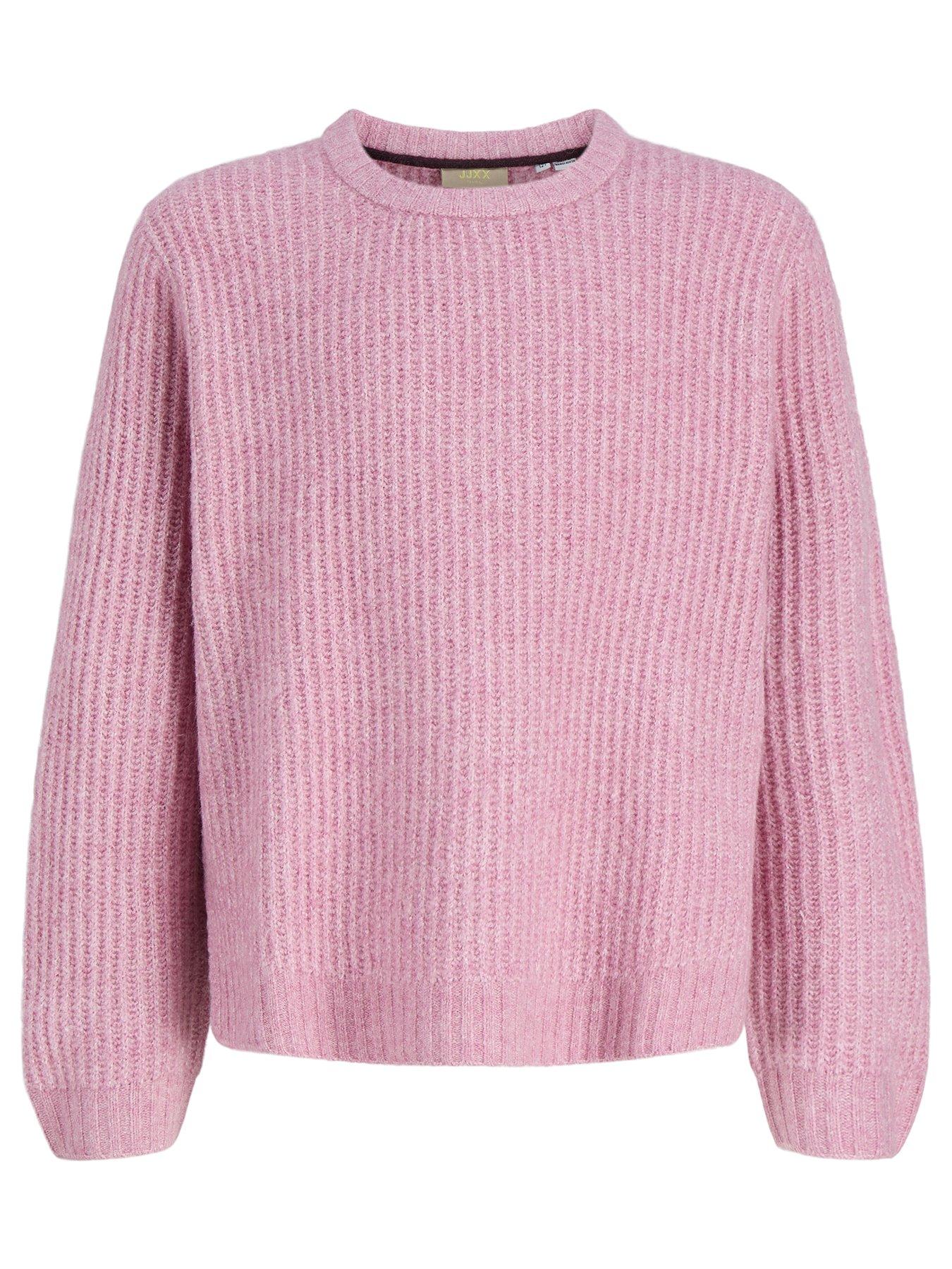 Image 2 of 7 of JJXX Girl Girls Sigga Ribbed Knit Crew Neck Jumper - Pink