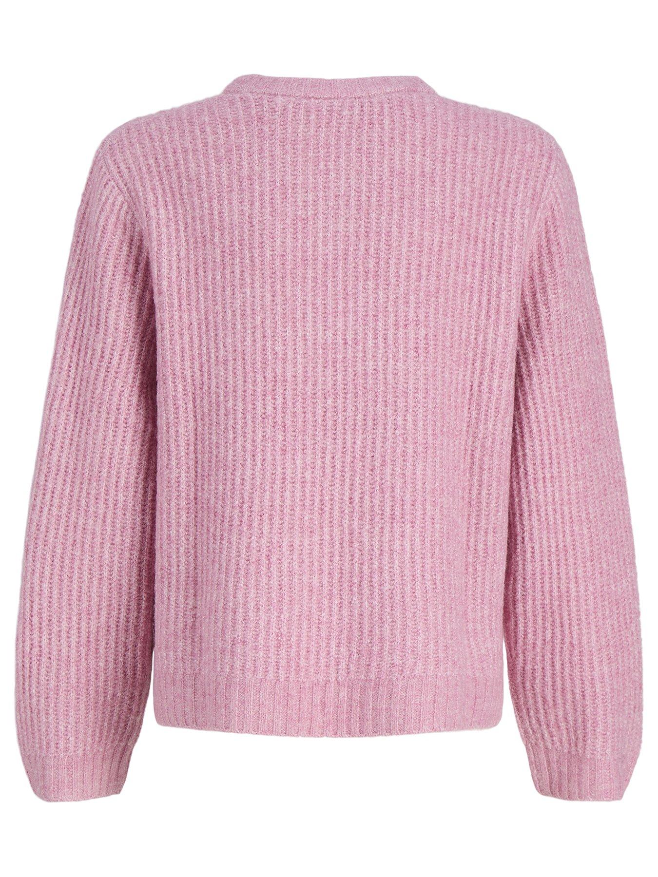 Image 3 of 7 of JJXX Girl Girls Sigga Ribbed Knit Crew Neck Jumper - Pink