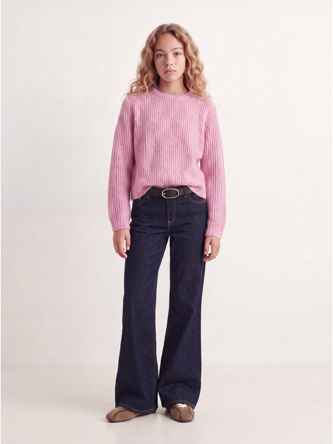 Image 4 of 7 of JJXX Girl Girls Sigga Ribbed Knit Crew Neck Jumper - Pink