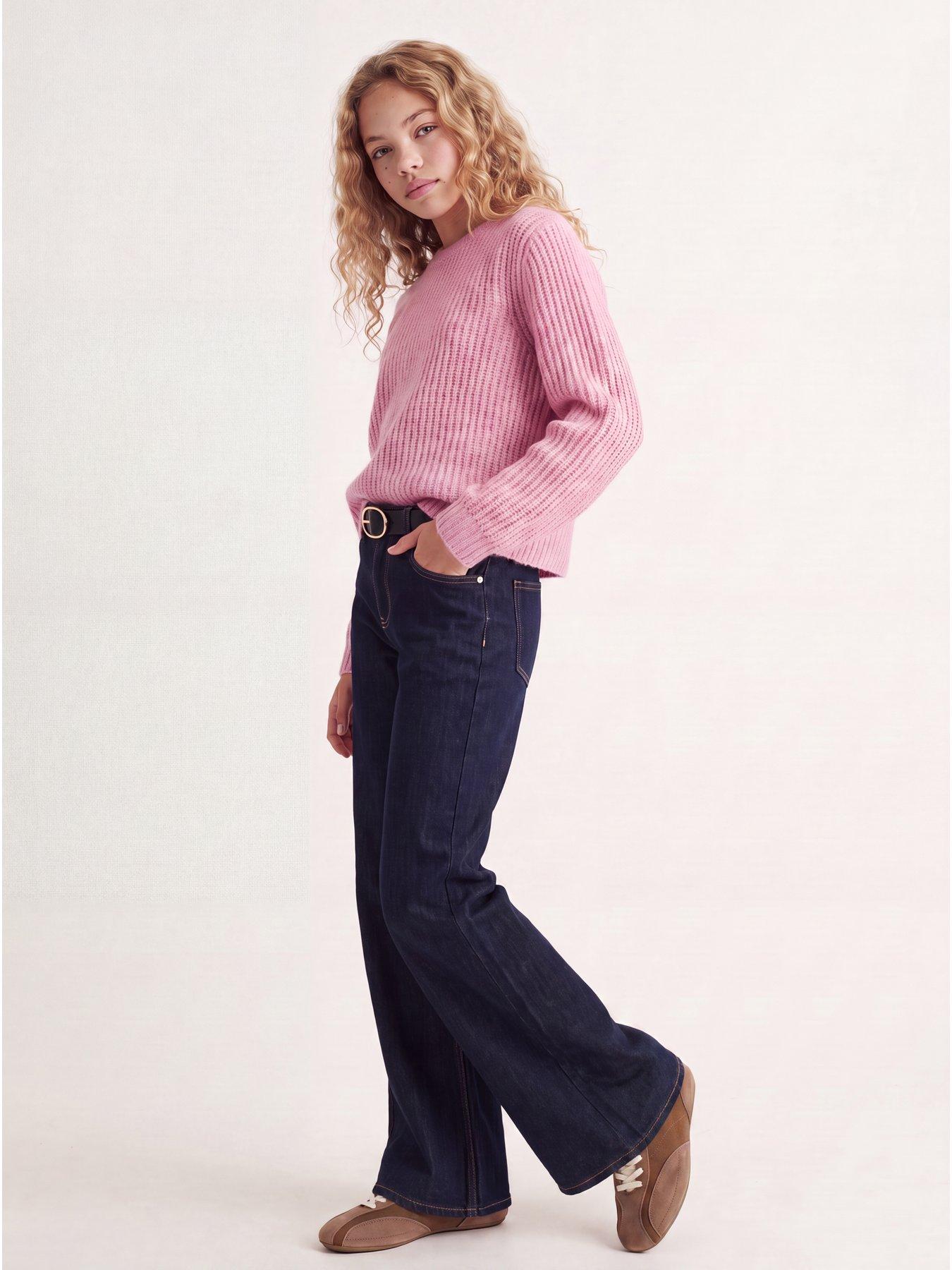 Image 6 of 7 of JJXX Girl Girls Sigga Ribbed Knit Crew Neck Jumper - Pink