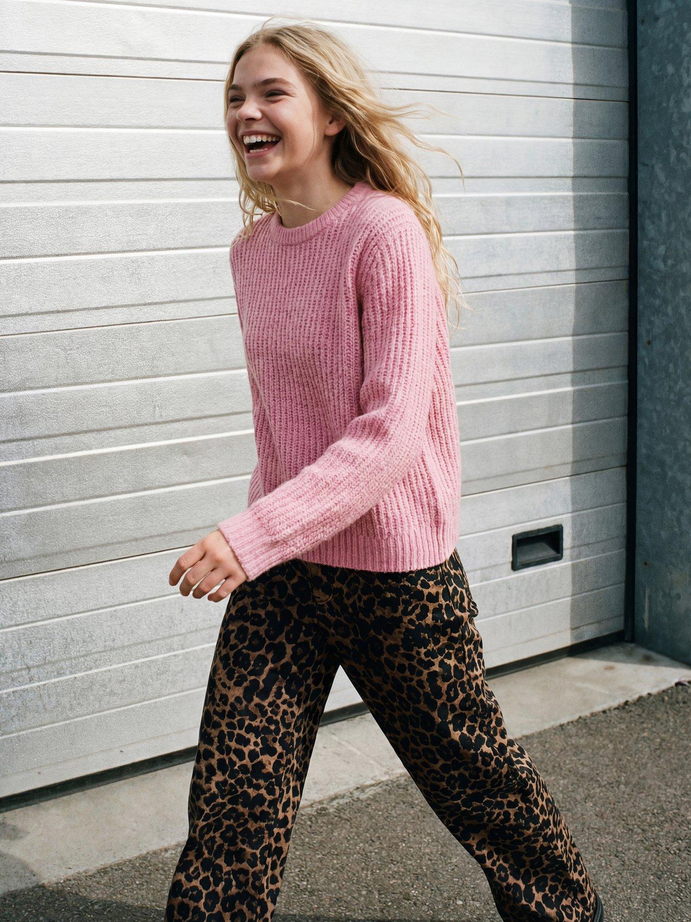 Image 7 of 7 of JJXX Girl Girls Sigga Ribbed Knit Crew Neck Jumper - Pink