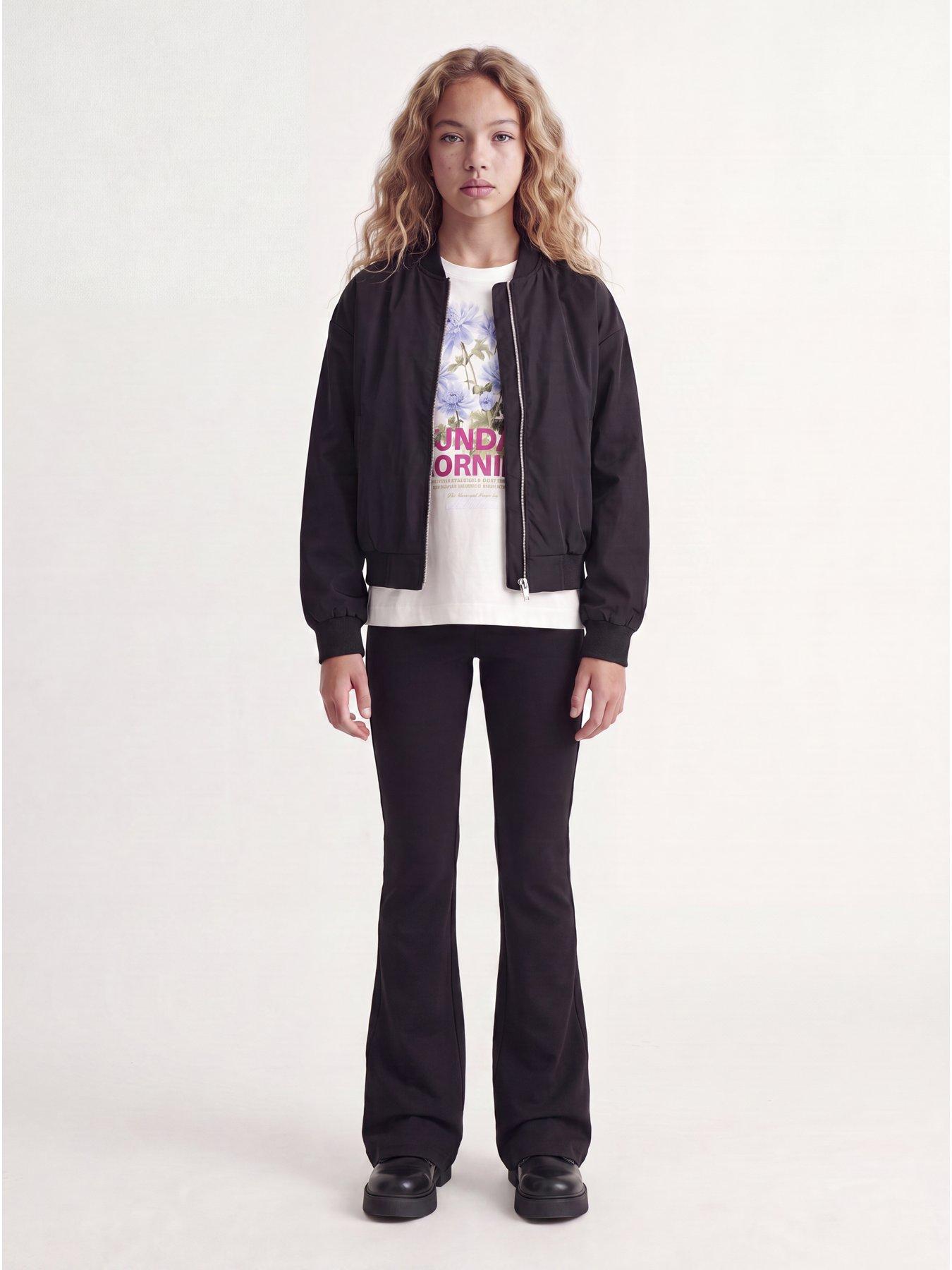 Image 4 of 7 of JJXX Girl Girls Nancy Flared Leg Trousers - Black