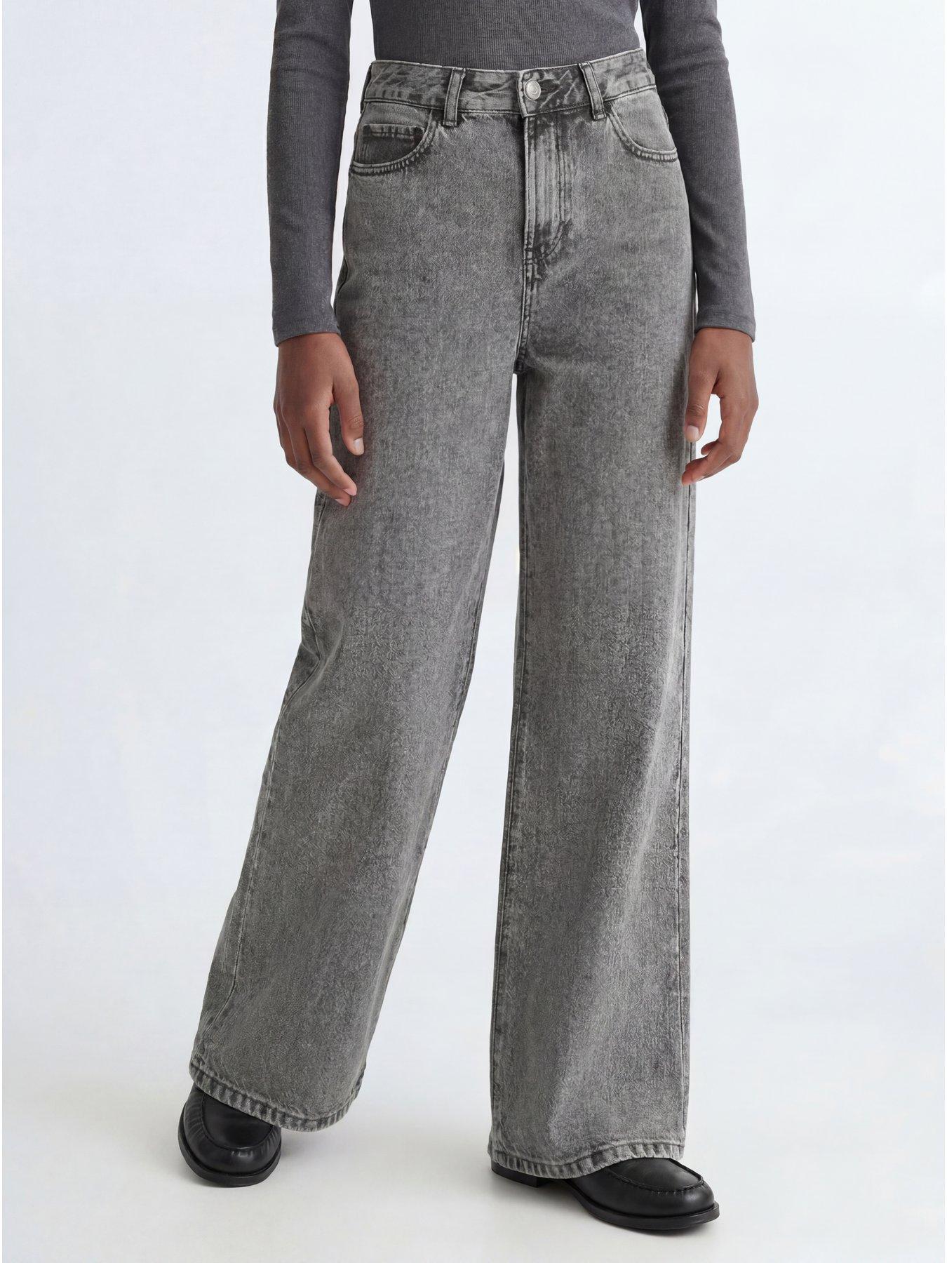 JJXX Girl Girls Tokyo M6119 Wide Leg Jeans - Grey