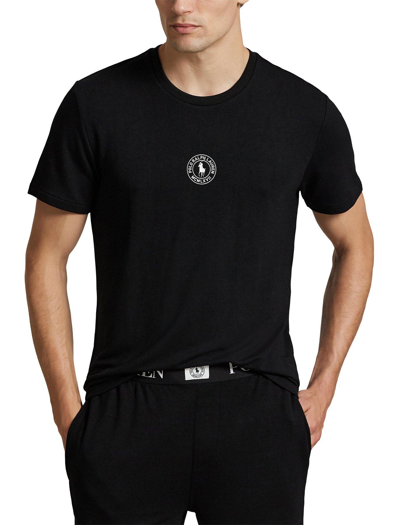 Image 1 of 3 of Polo Ralph Lauren Mens Circle Logo Stretch Loungewear T-Shirt - Black
