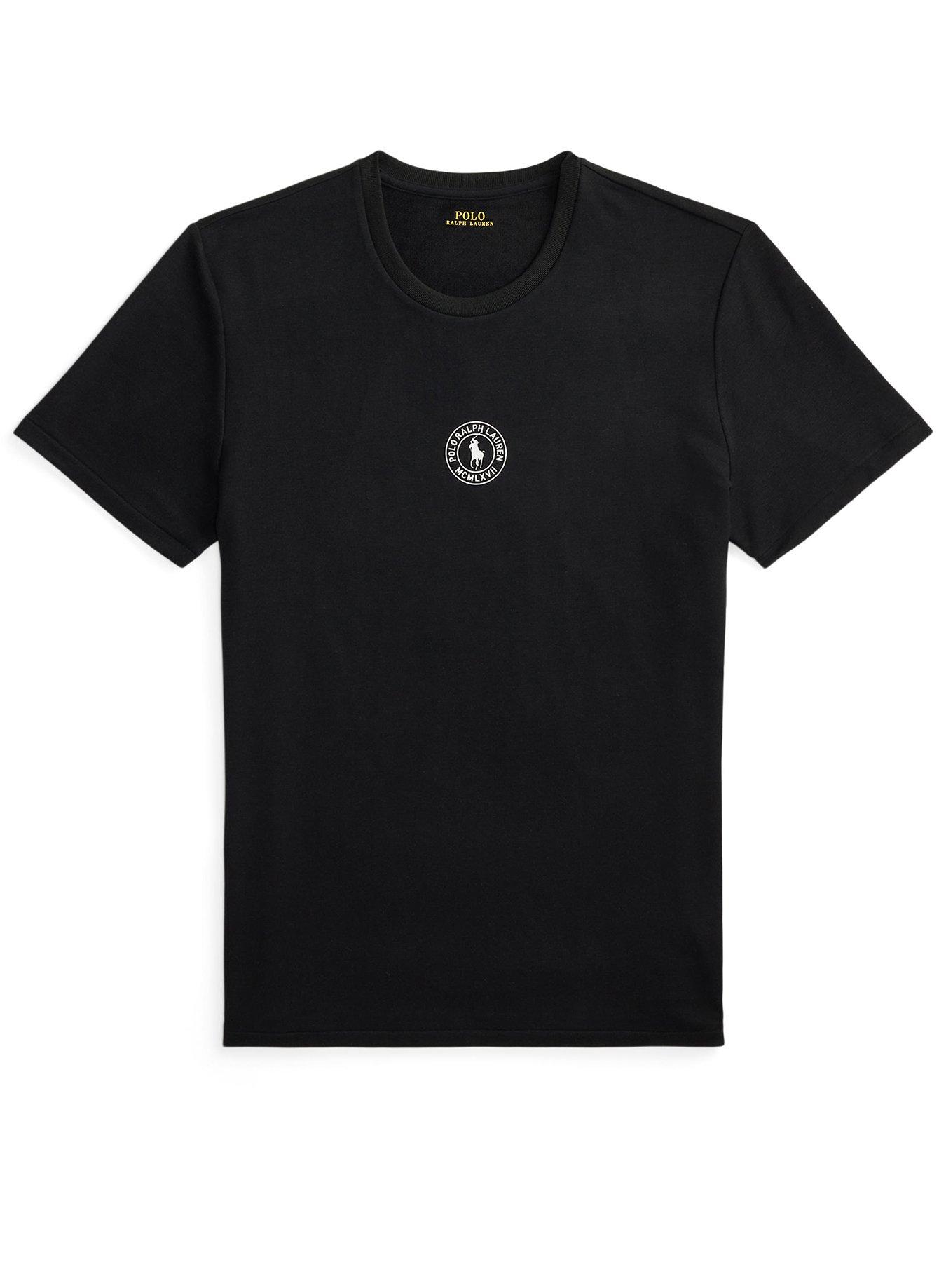 Image 3 of 3 of Polo Ralph Lauren Mens Circle Logo Stretch Loungewear T-Shirt - Black