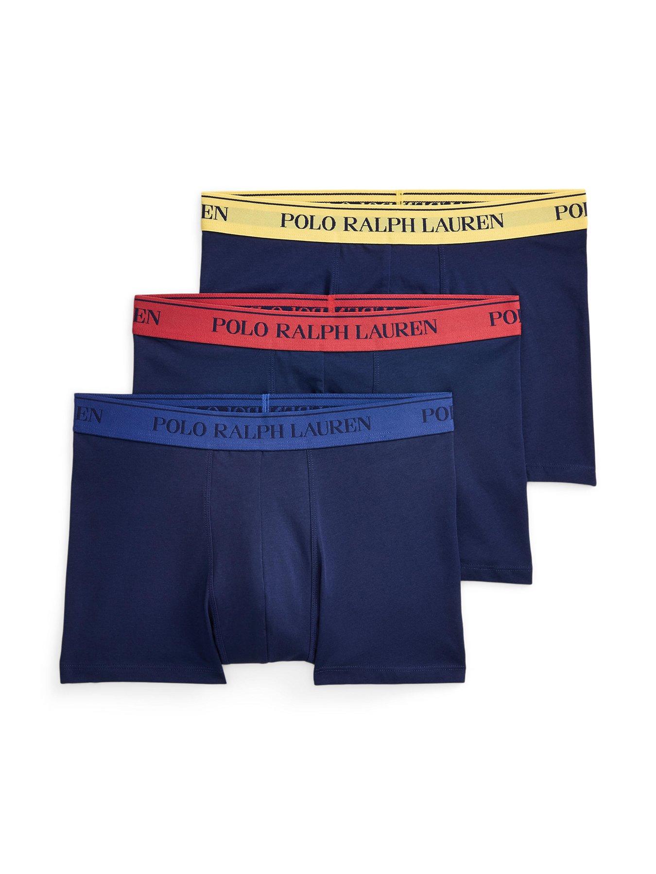 Image 1 of 4 of Polo Ralph Lauren Mens Classic Stretch Cotton Branded Waistband 3 Pack Trunks - Navy