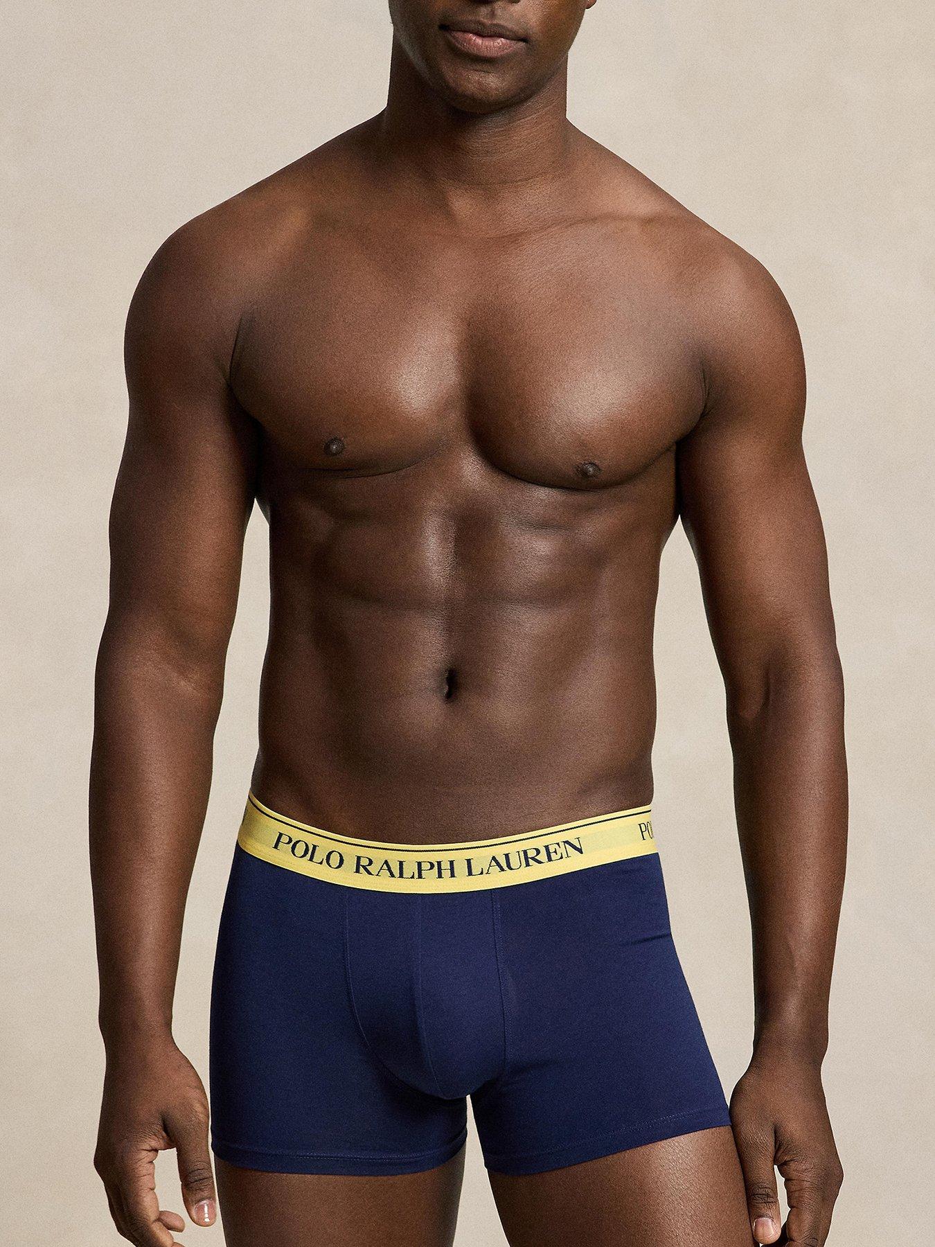 Image 2 of 4 of Polo Ralph Lauren Mens Classic Stretch Cotton Branded Waistband 3 Pack Trunks - Navy