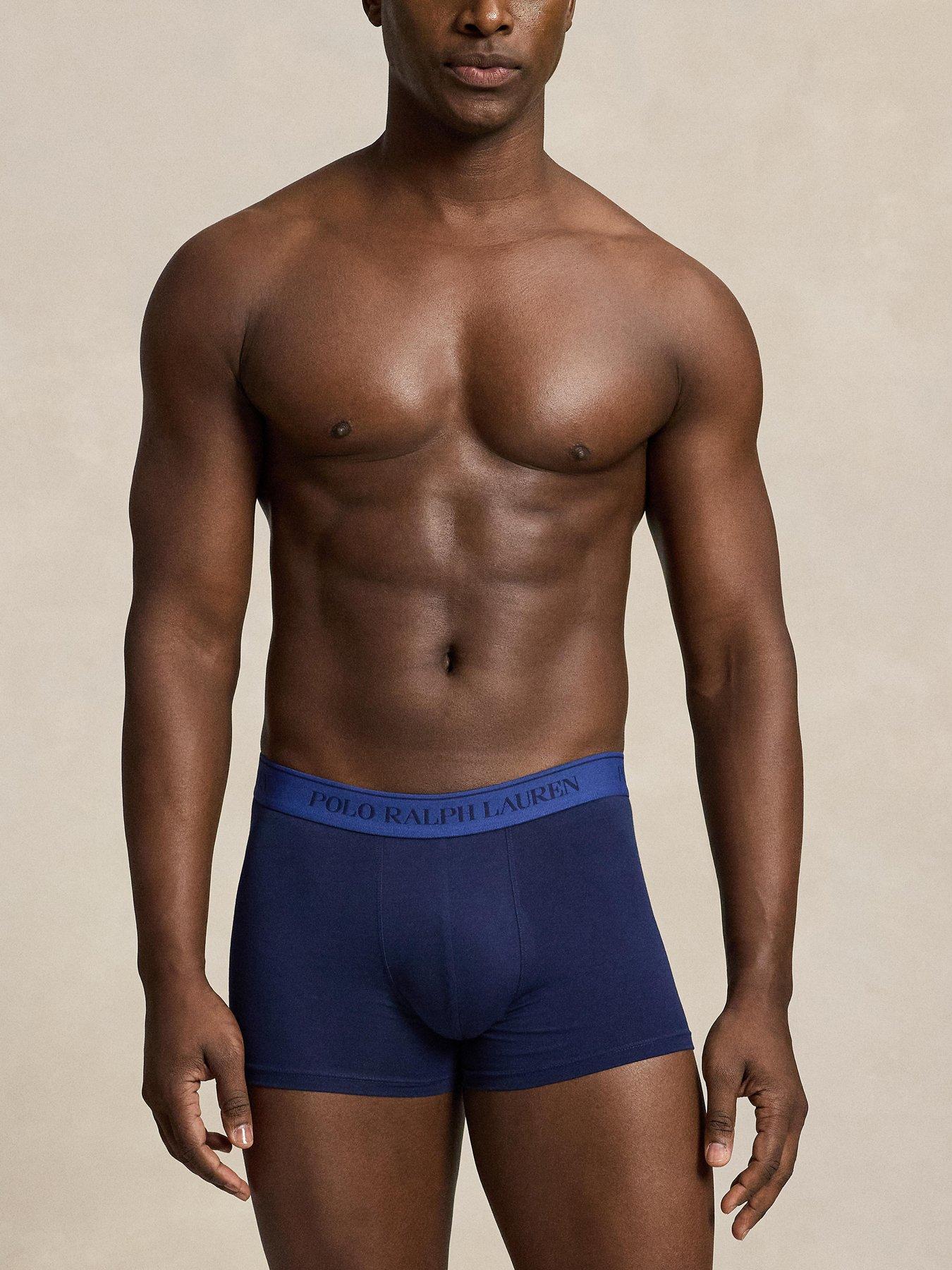 Image 3 of 4 of Polo Ralph Lauren Mens Classic Stretch Cotton Branded Waistband 3 Pack Trunks - Navy