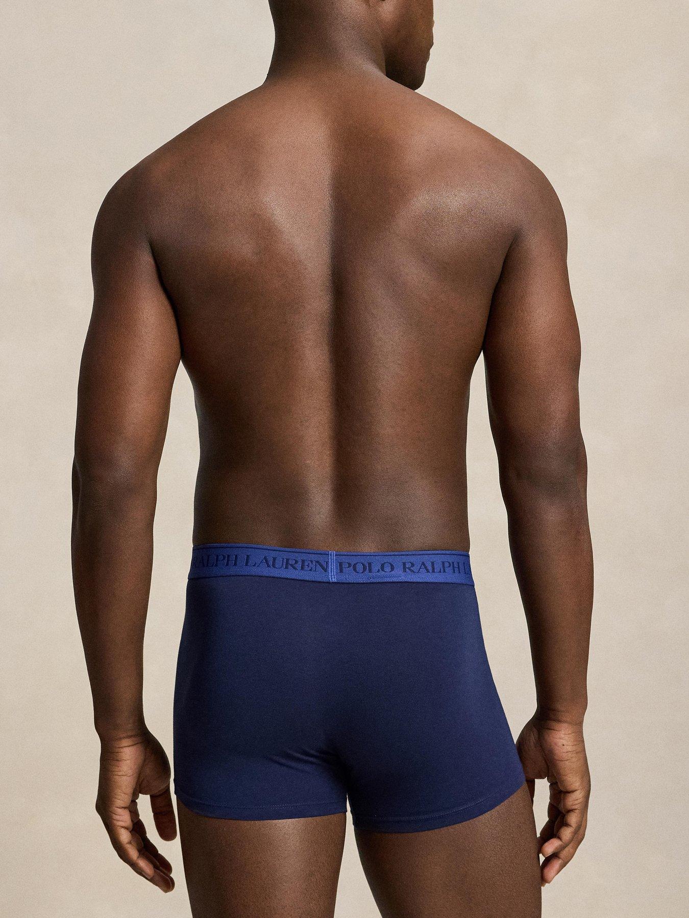 Image 4 of 4 of Polo Ralph Lauren Mens Classic Stretch Cotton Branded Waistband 3 Pack Trunks - Navy