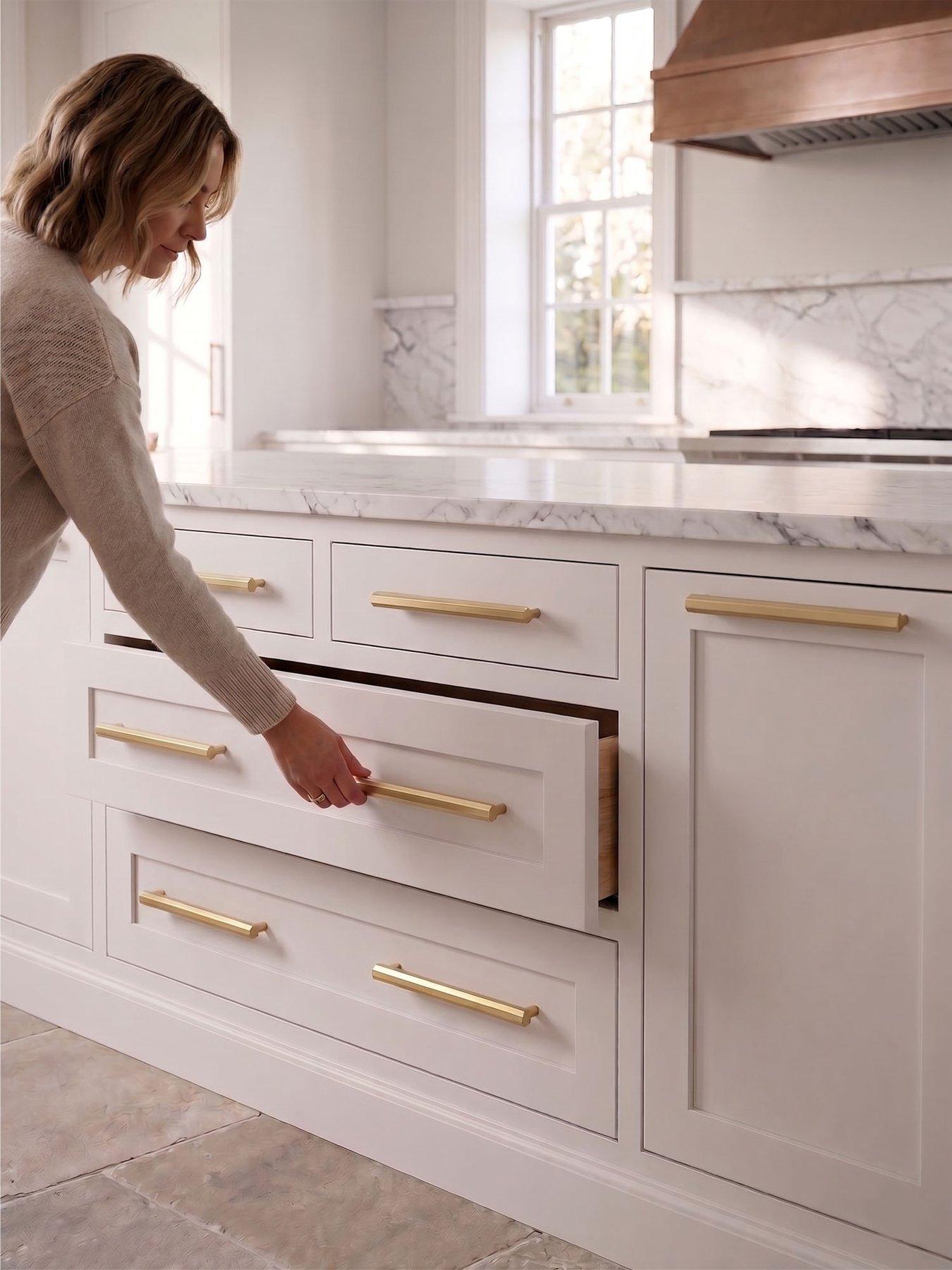 Image 2 of 5 of Brass Bar Handle - Gold - Hole Centre 224mm - Hexagonal