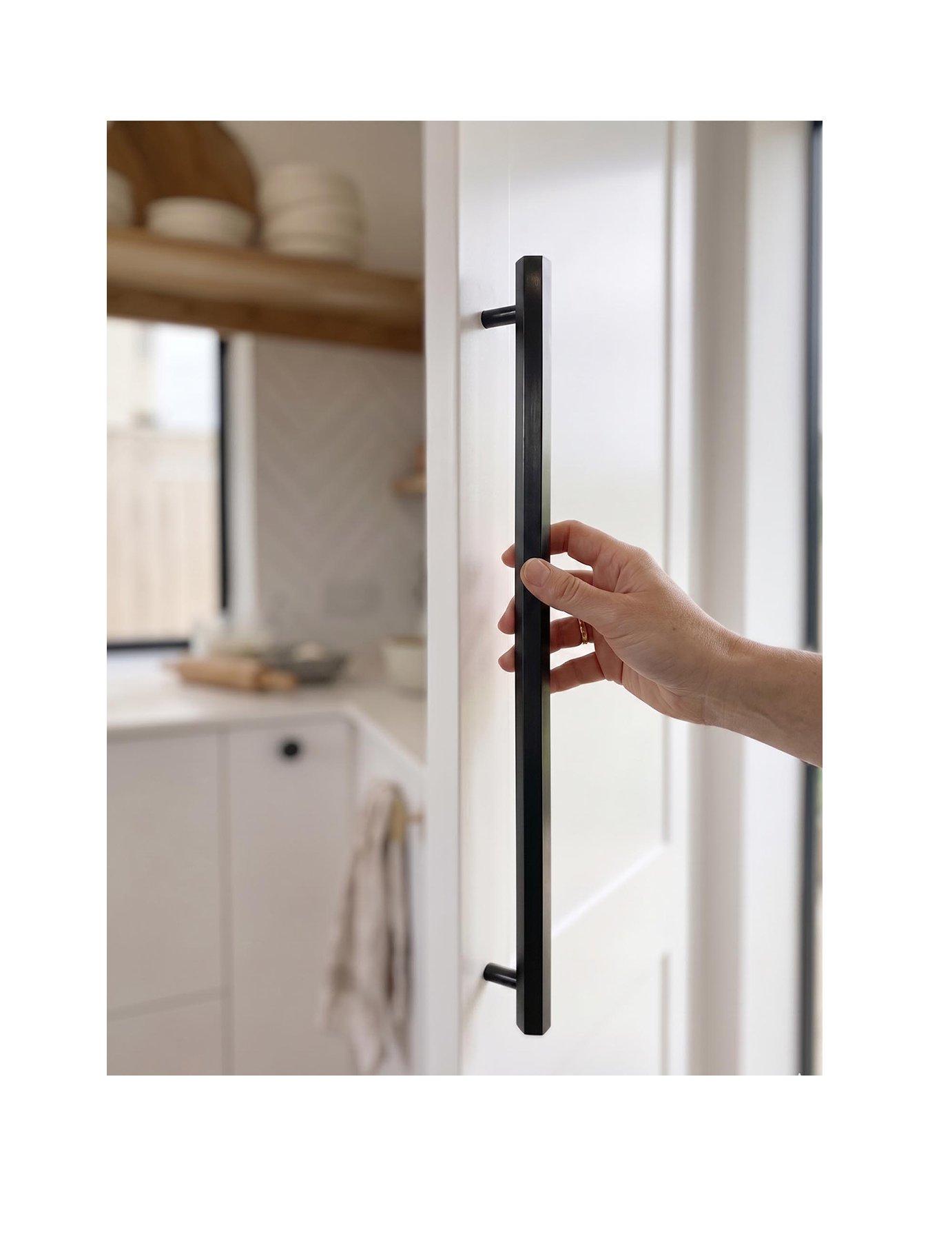 Brass Bar Handle - Black - Hole Centre 384mm - Hexagonal