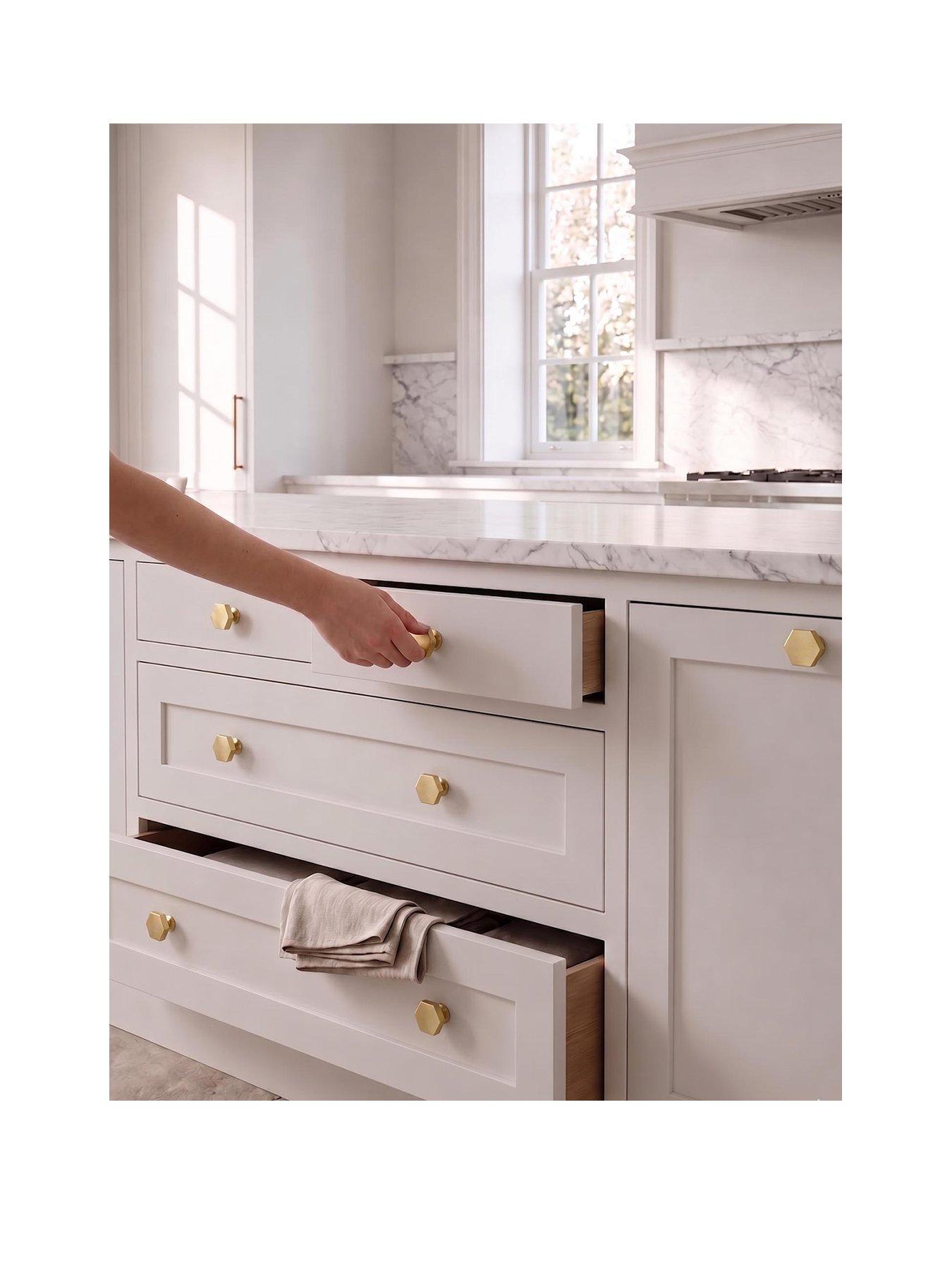 Brass Door Knob - Gold - Hexagon