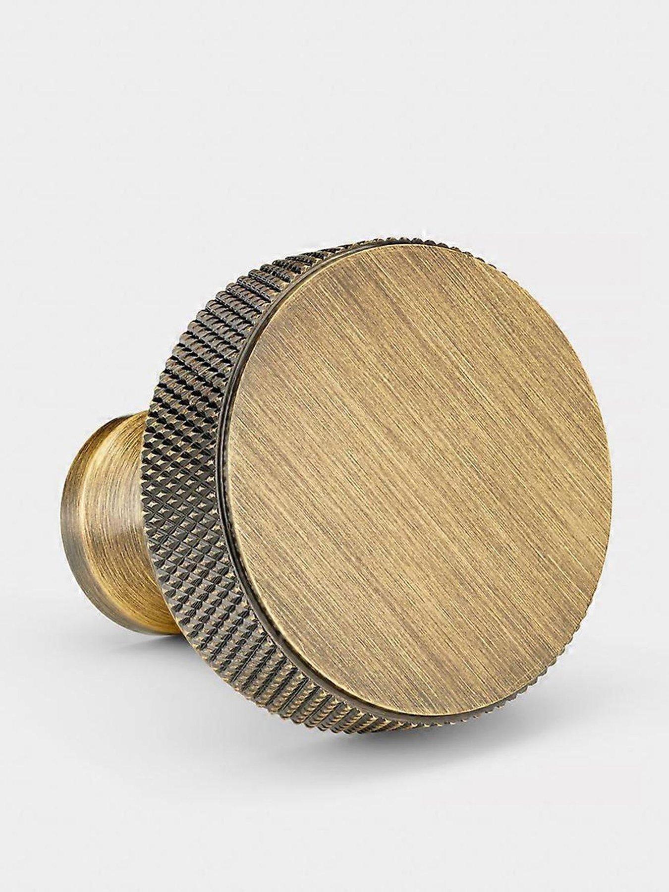 Image 5 of 5 of Pushka Home Brass Door Knob -antique Gold - Round Knurled