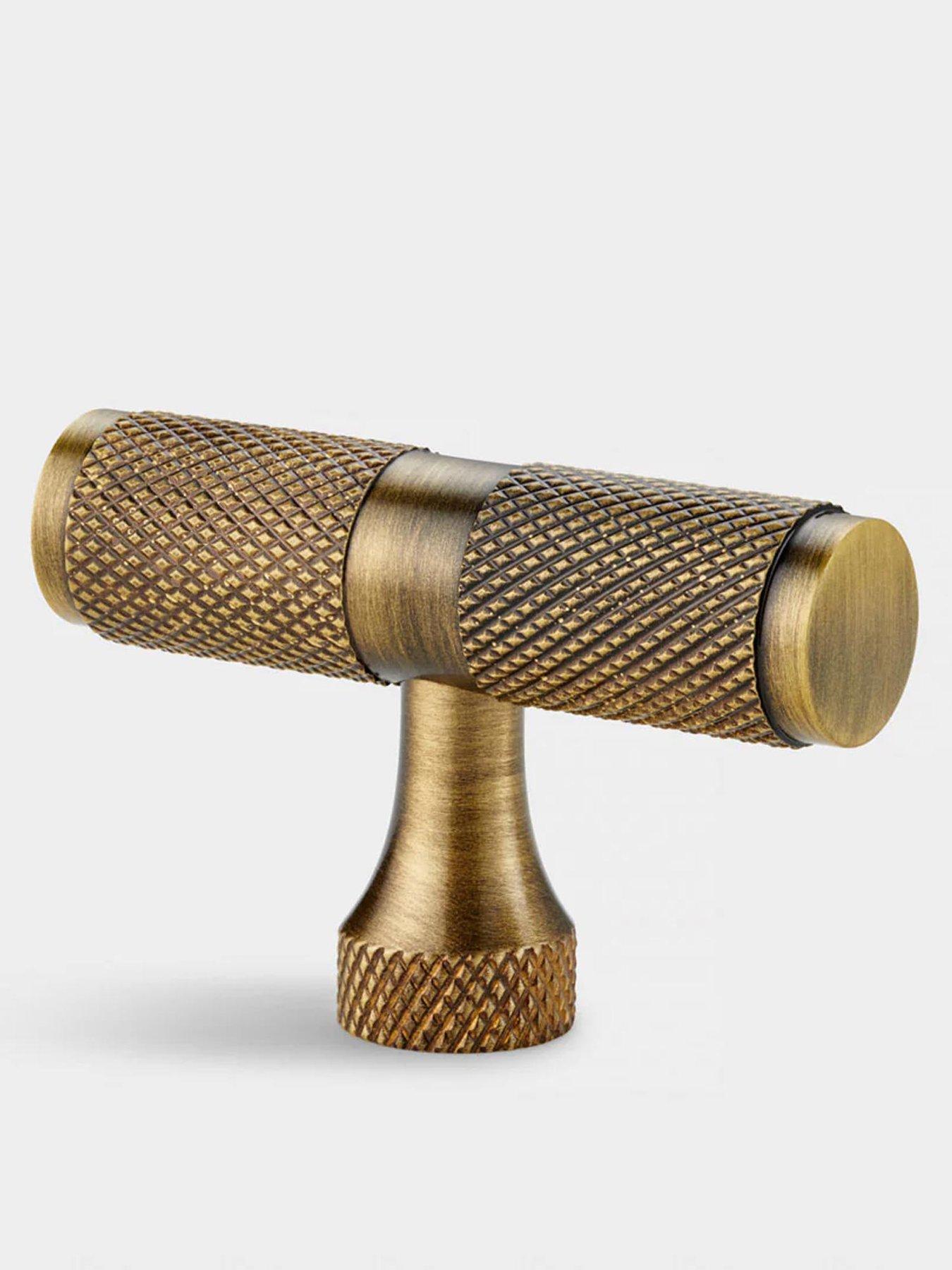 Image 5 of 5 of Pushka Home Brass T Bar - Antique Gold - Knurled