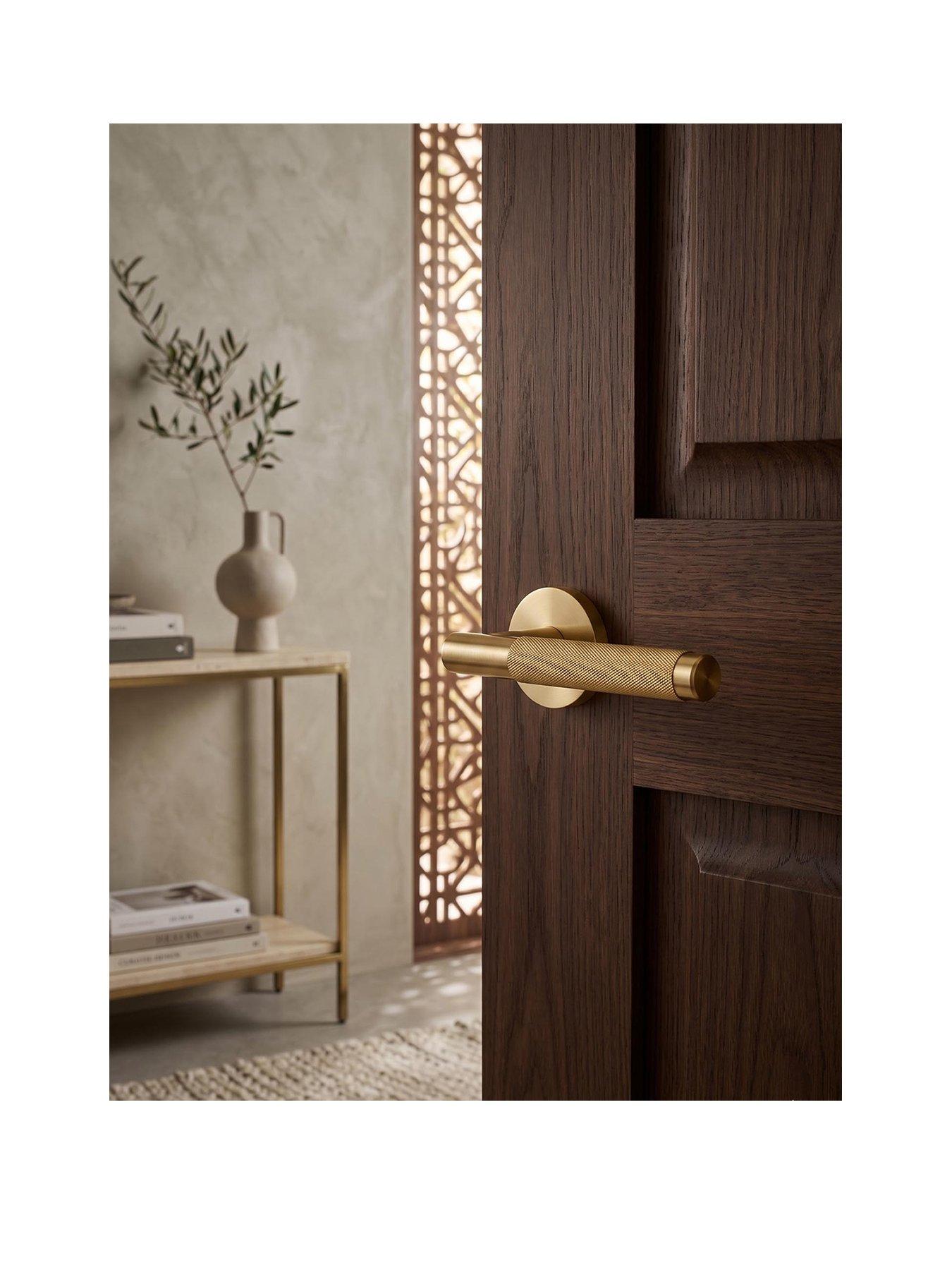 Image 1 of 5 of Brass Door Lever Handle - Gold - Knurled