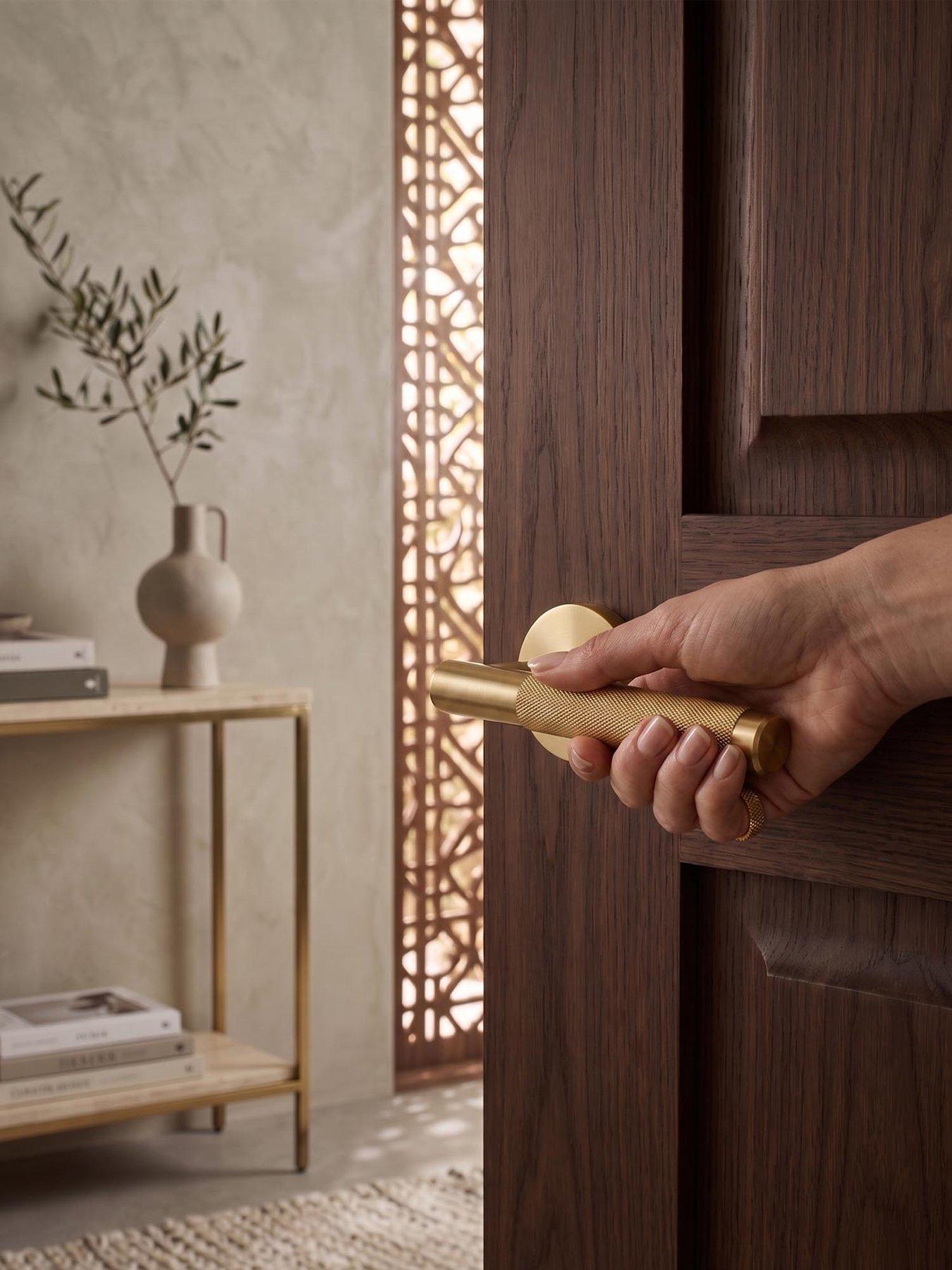 Image 2 of 5 of Brass Door Lever Handle - Gold - Knurled