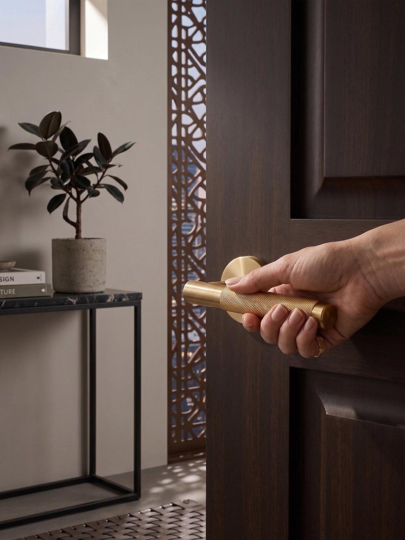 Image 3 of 5 of Brass Door Lever Handle - Gold - Knurled
