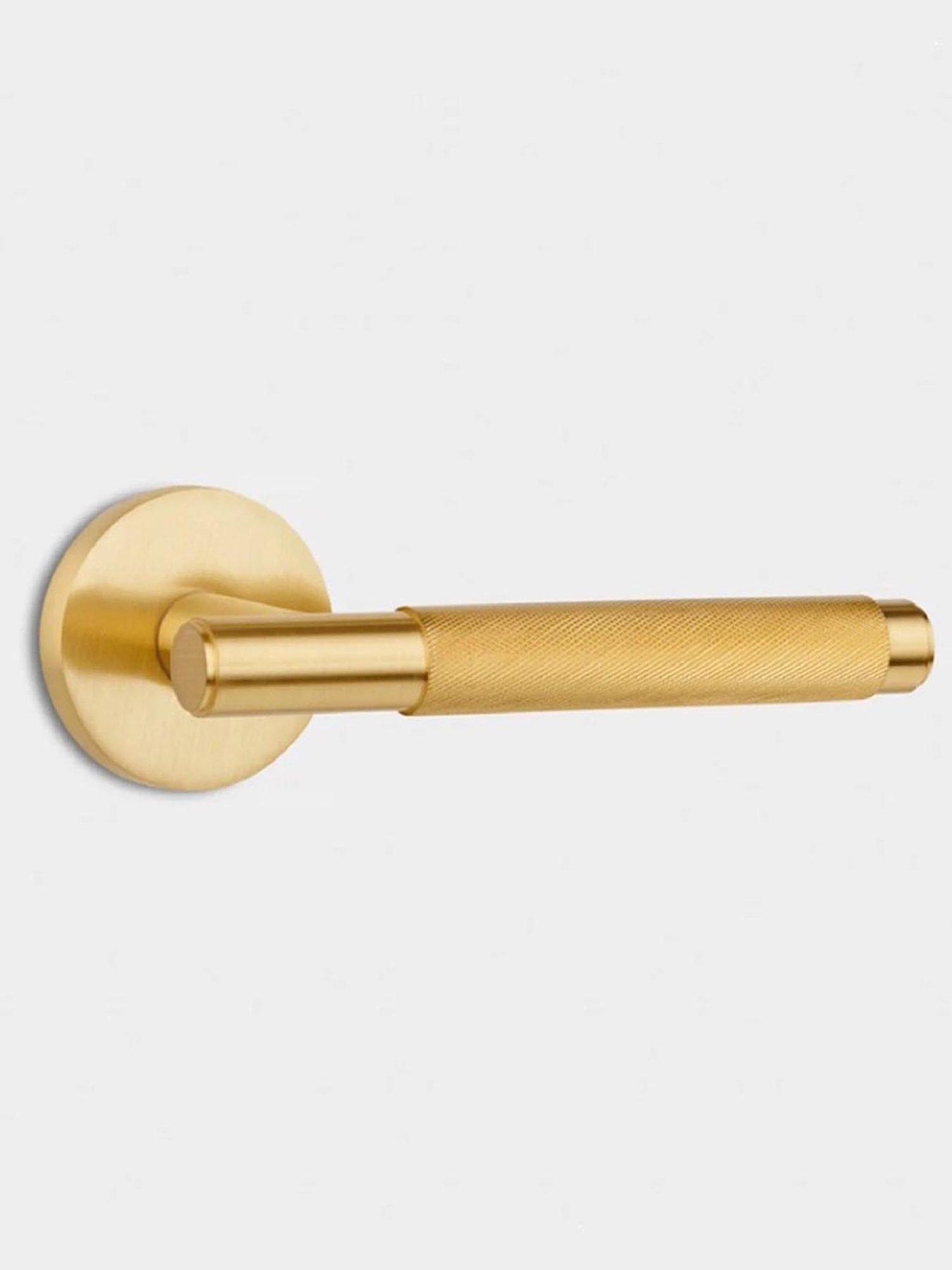 Image 5 of 5 of Brass Door Lever Handle - Gold - Knurled