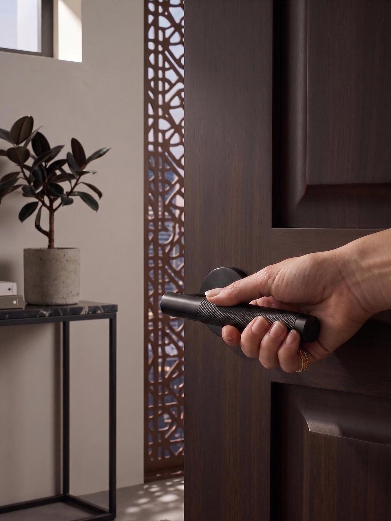 Image 3 of 5 of Brass Door Lever Handle - Black - Knurled
