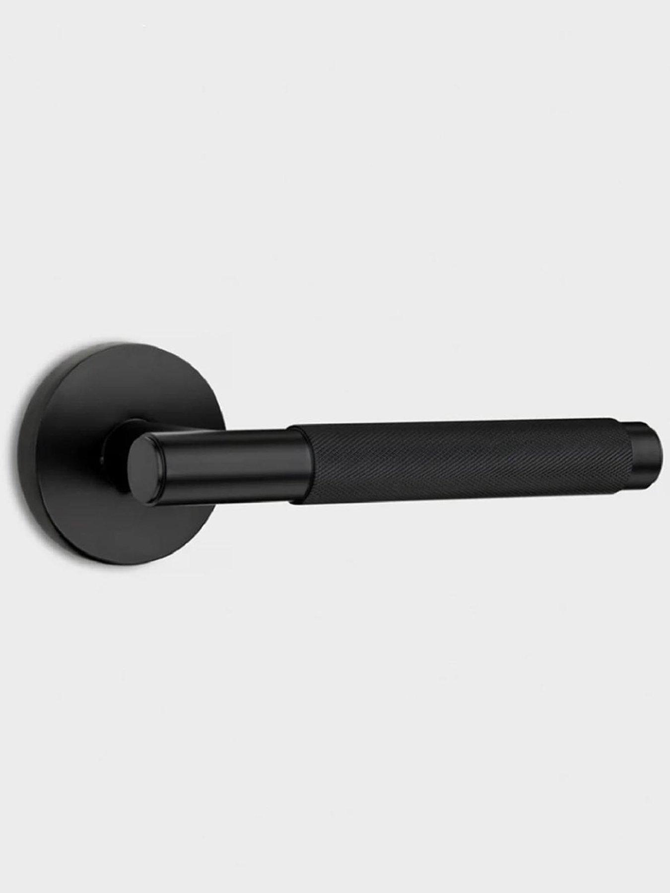 Image 5 of 5 of Brass Door Lever Handle - Black - Knurled