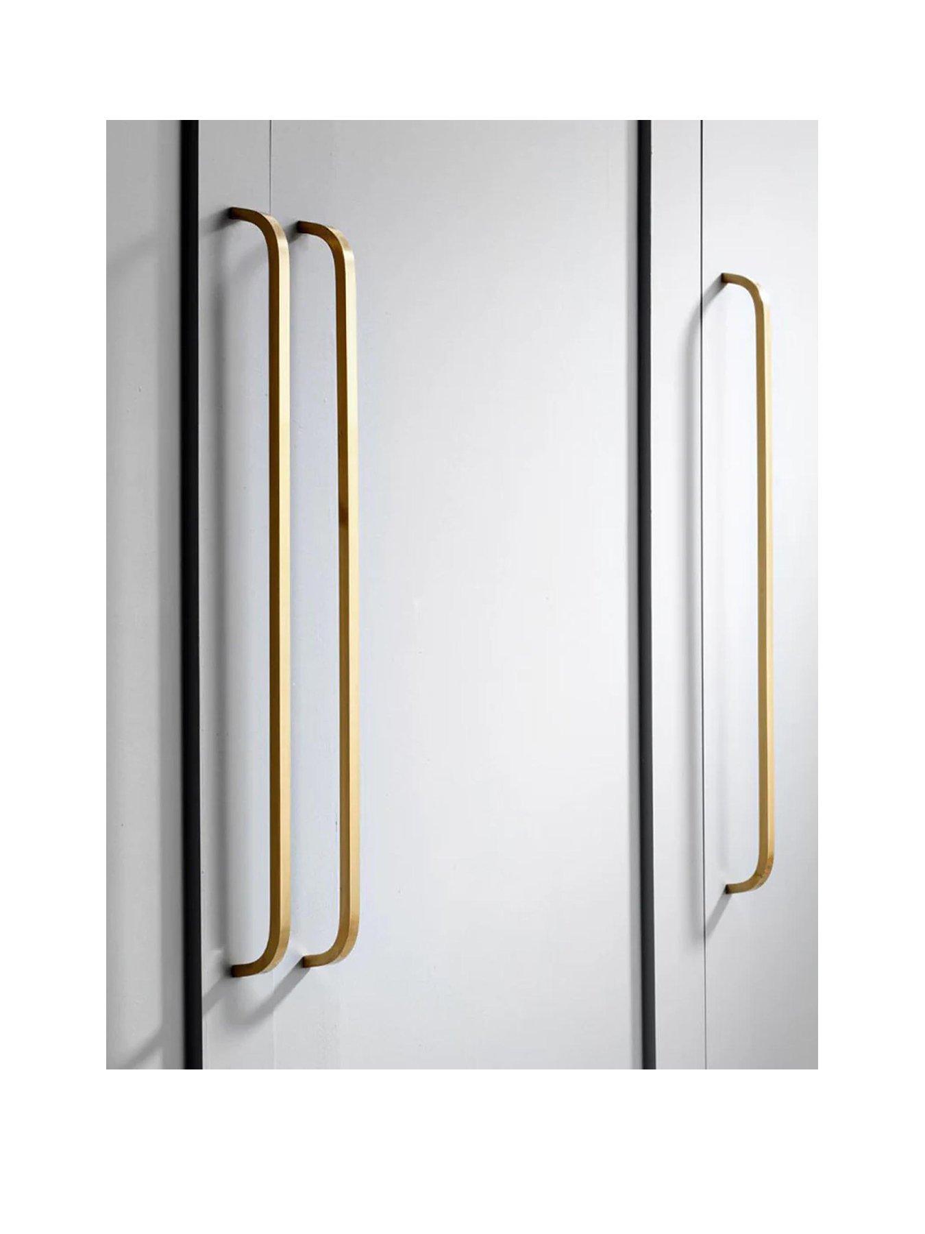 Brass Bar Handle - Gold - Hole Centre 128mm - Curved