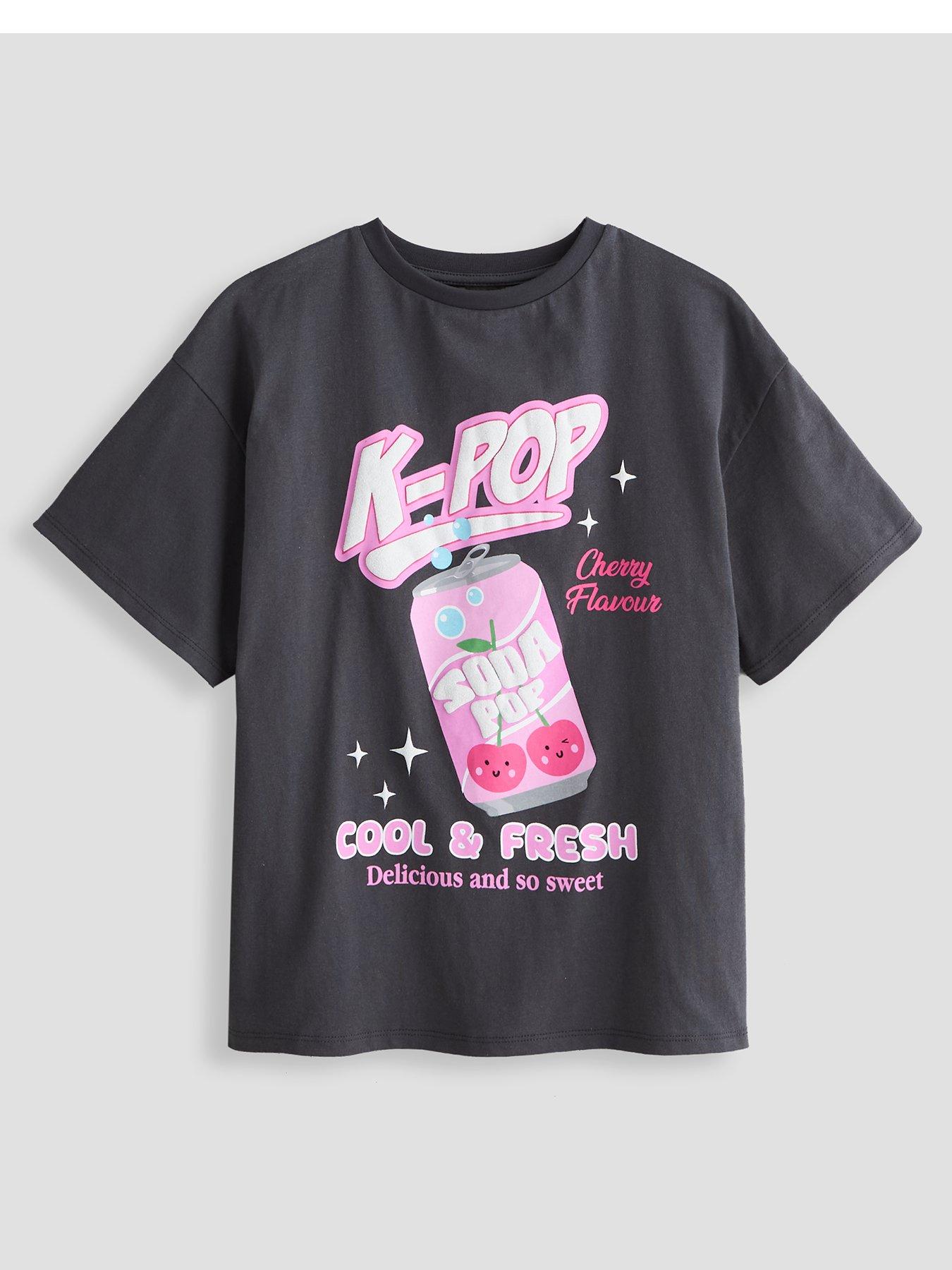 The Very Collection Girls Soda Pop Slogan Graphic T-Shirt - Black