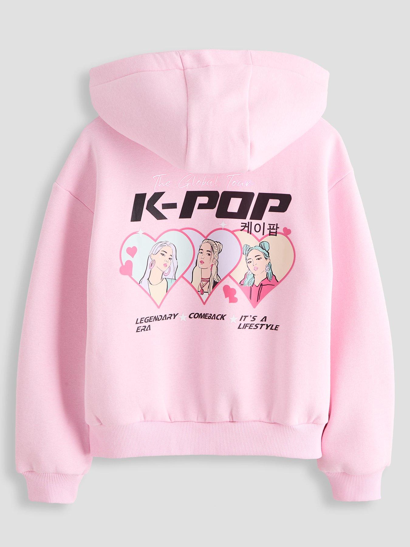 Image 2 of 6 of The Very Collection Girls K-Pop Graphic Hoodie - Pink