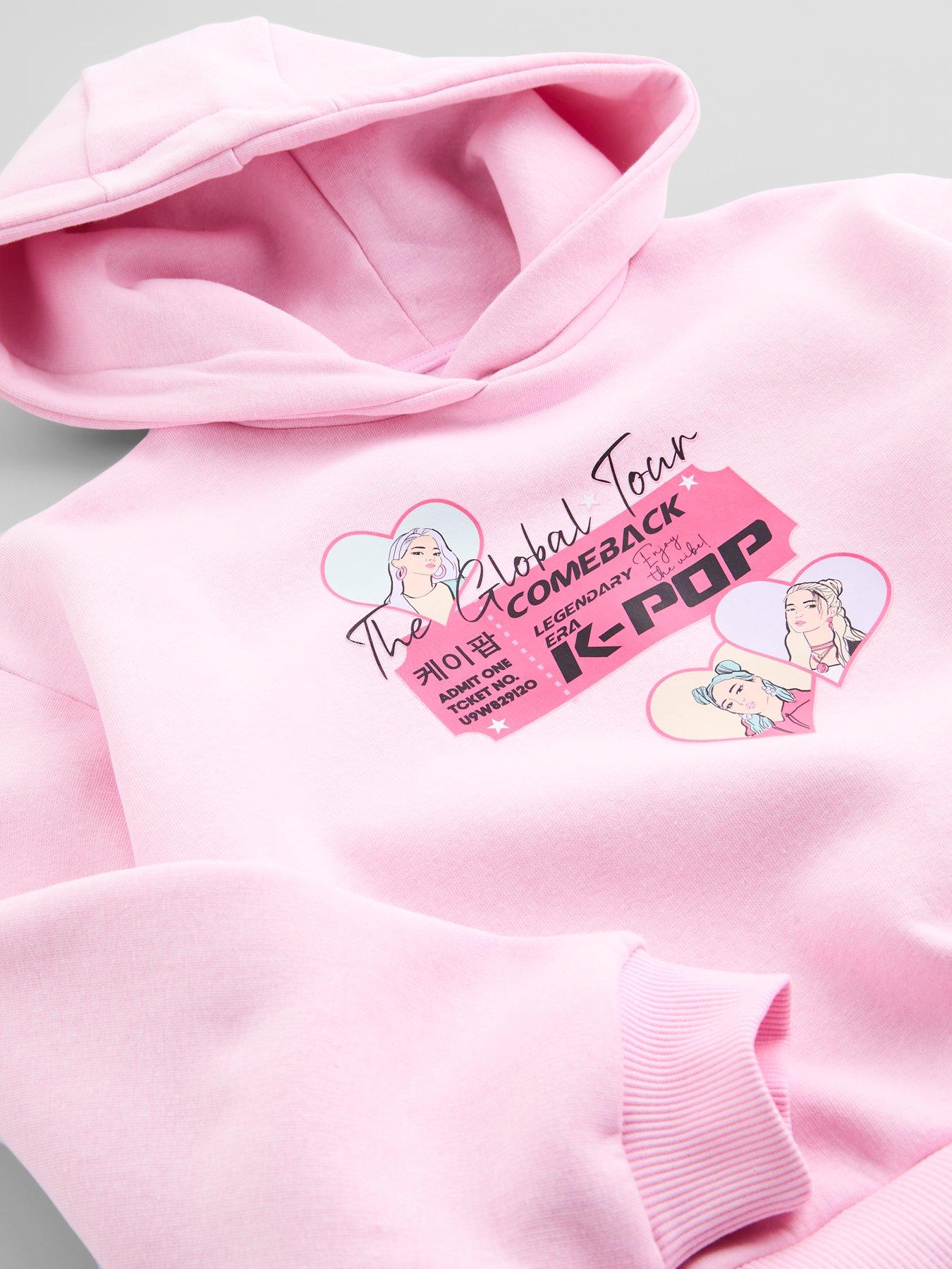 Image 3 of 6 of The Very Collection Girls K-Pop Graphic Hoodie - Pink